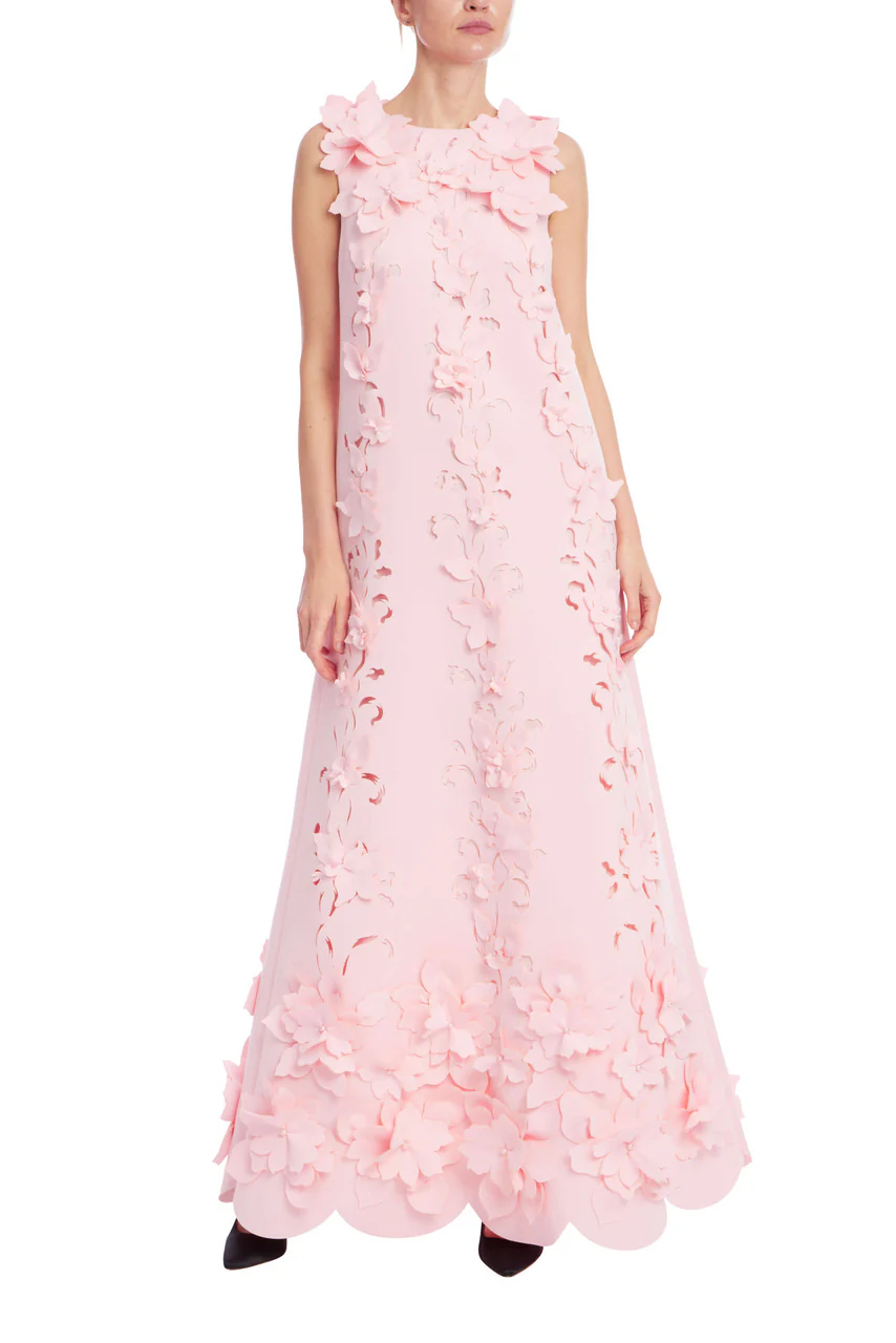 3D Floral Embellished Sleeveless Maxi Dress