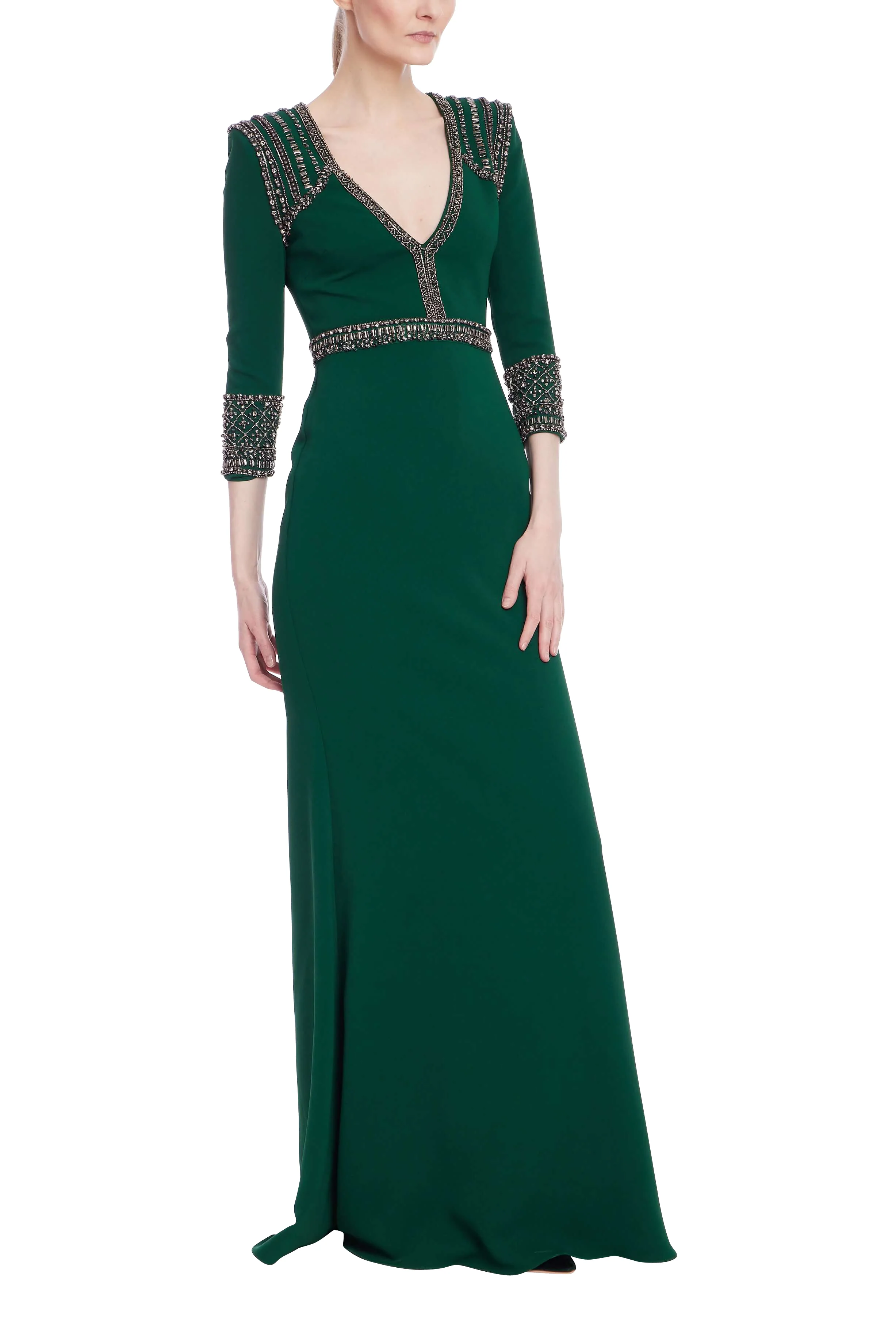 Beaded Three-Quarter Sleeve Gown - Image 7