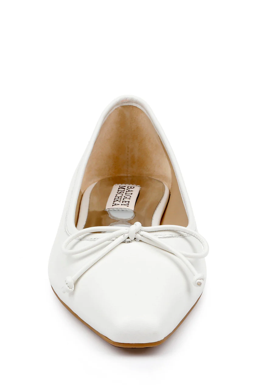 Cam Pointed Toe Leather Flats with Bow - Image 10