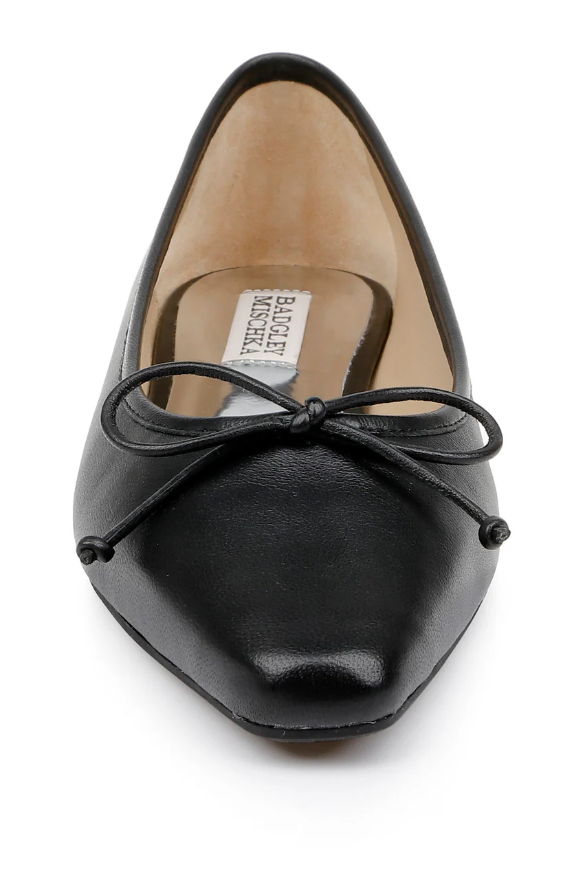 Cam Pointed Toe Leather Flats with Bow - Image 22