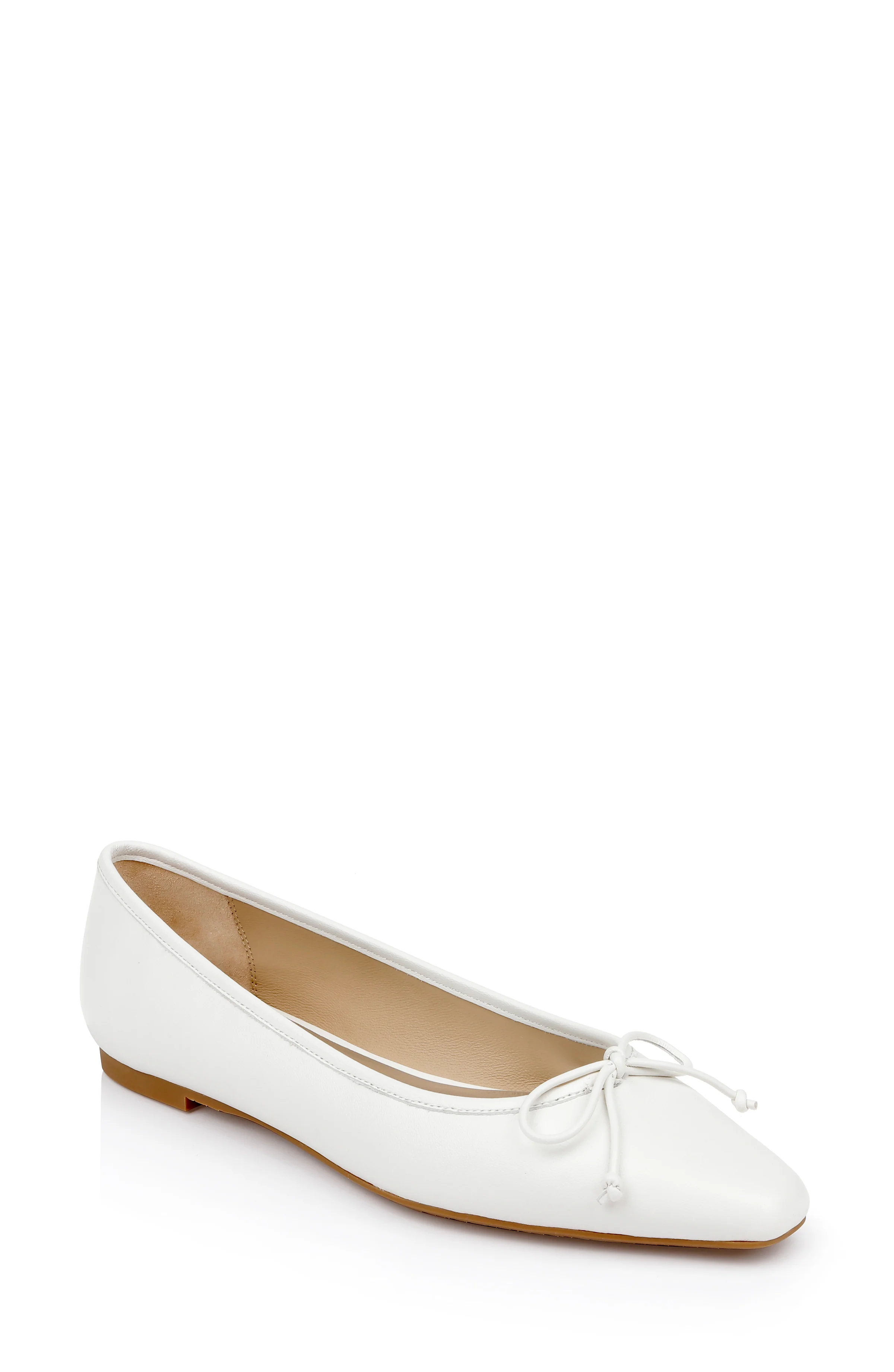 Cam Pointed Toe Leather Flats with Bow - Image 67