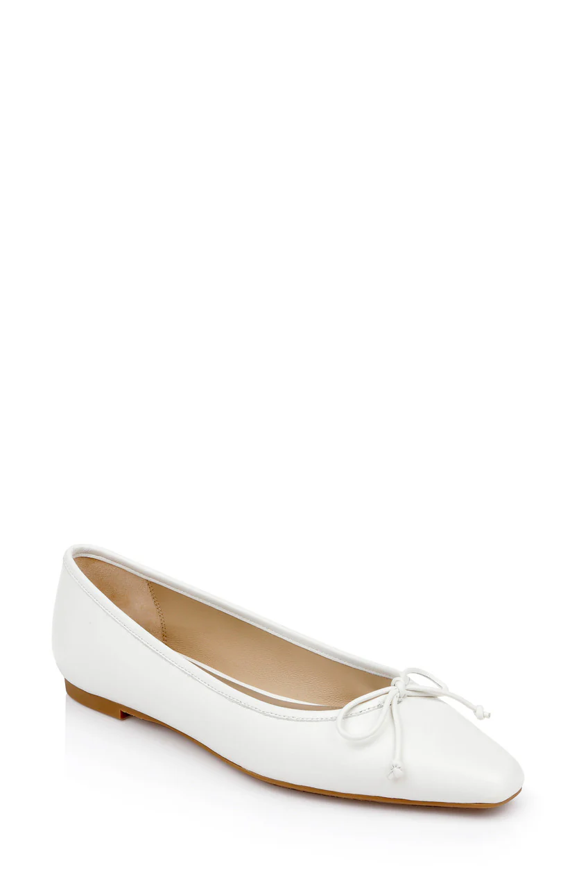 Cam Pointed Toe Leather Flats with Bow - Image 7