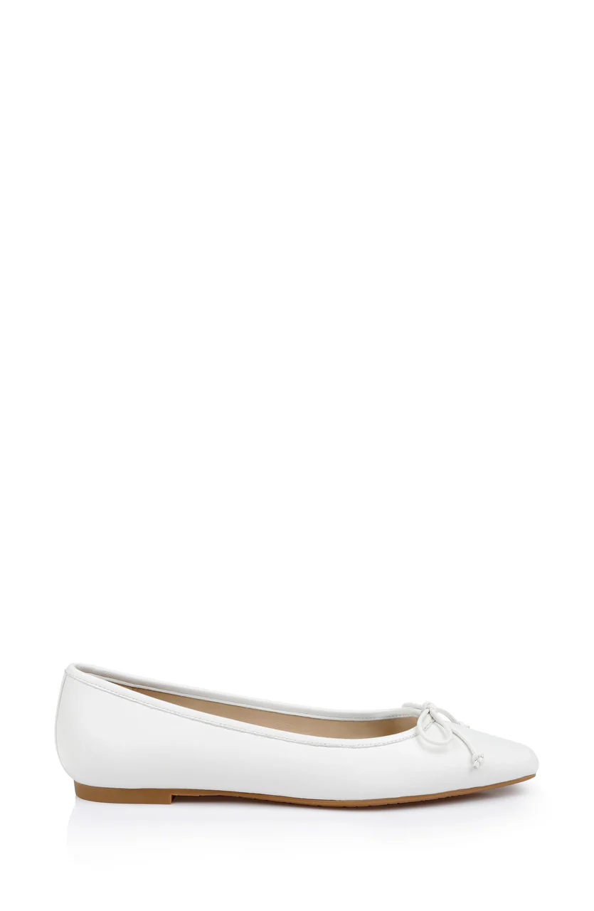 Cam Pointed Toe Leather Flats with Bow - Image 8