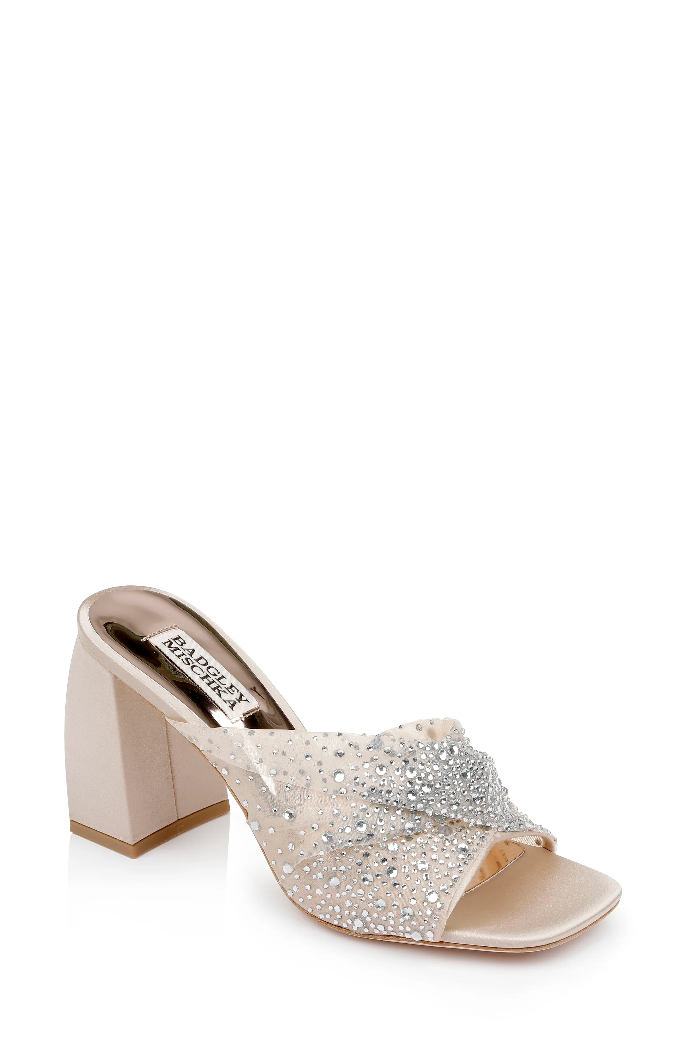 Camelia Crystal-Embellished Peep-Toe Mules with Block Heel - Image 14