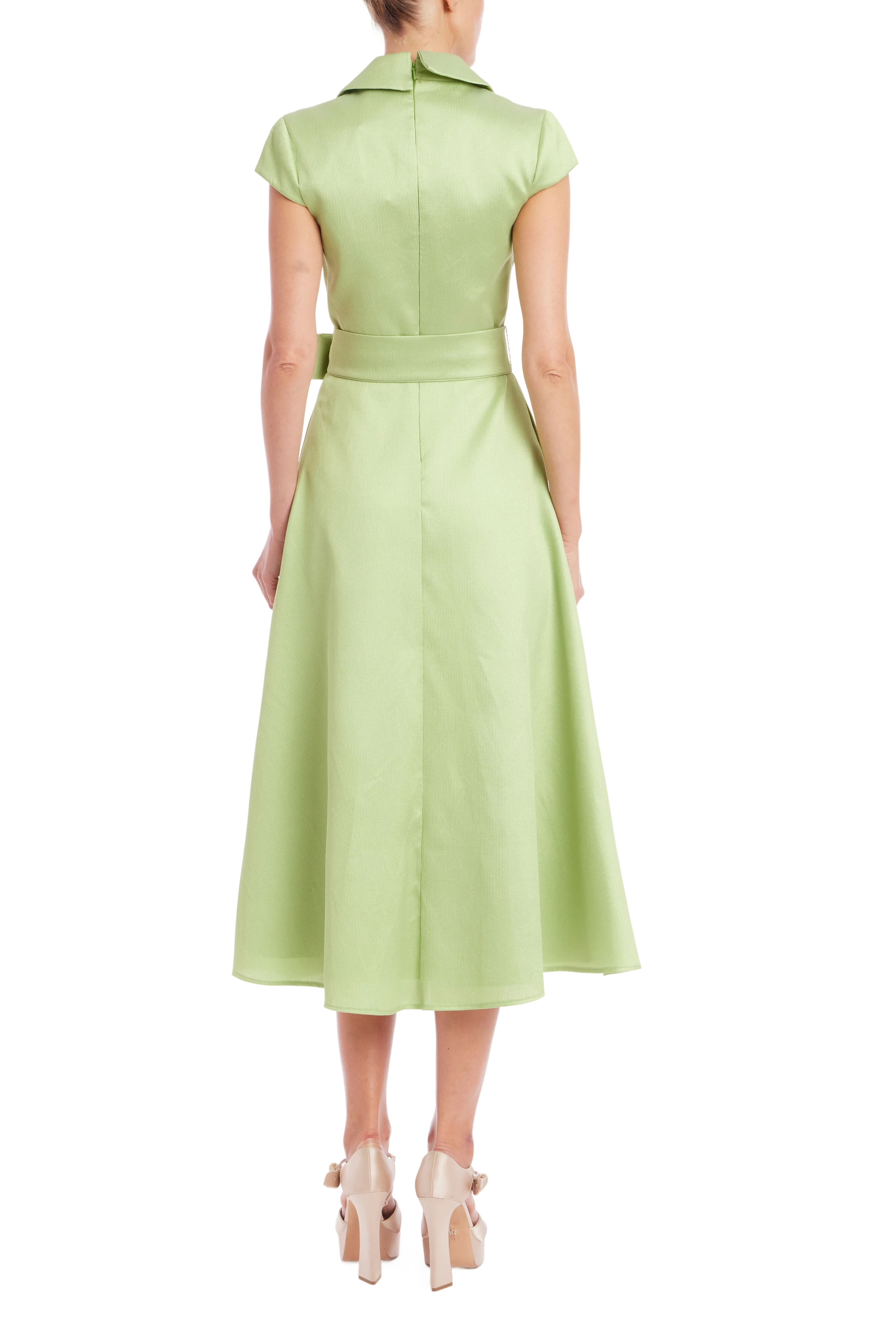 Cap Sleeve Belted Shirt Dress - Image 3