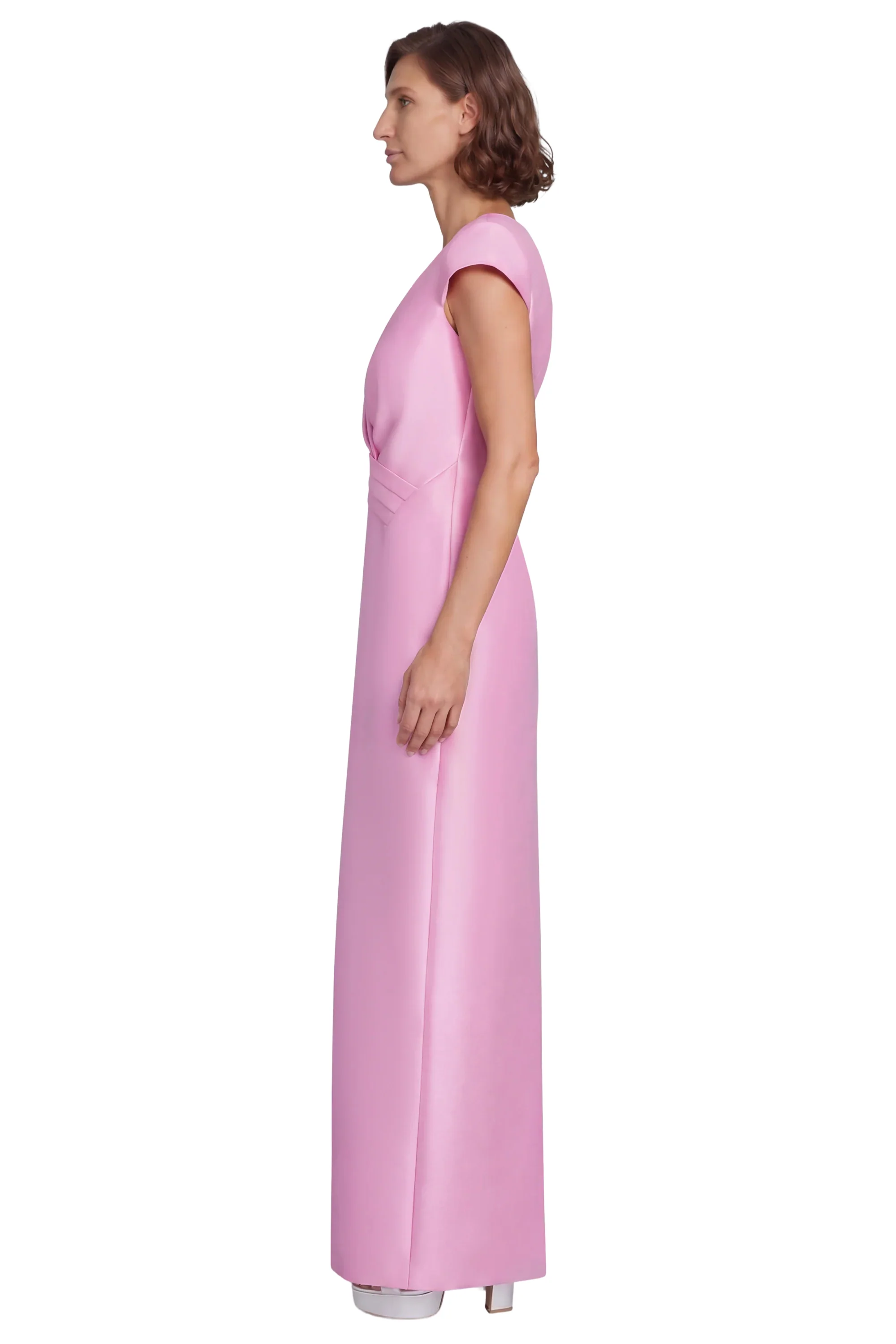 Cap Sleeve V-Neck Column Gown - Image 2