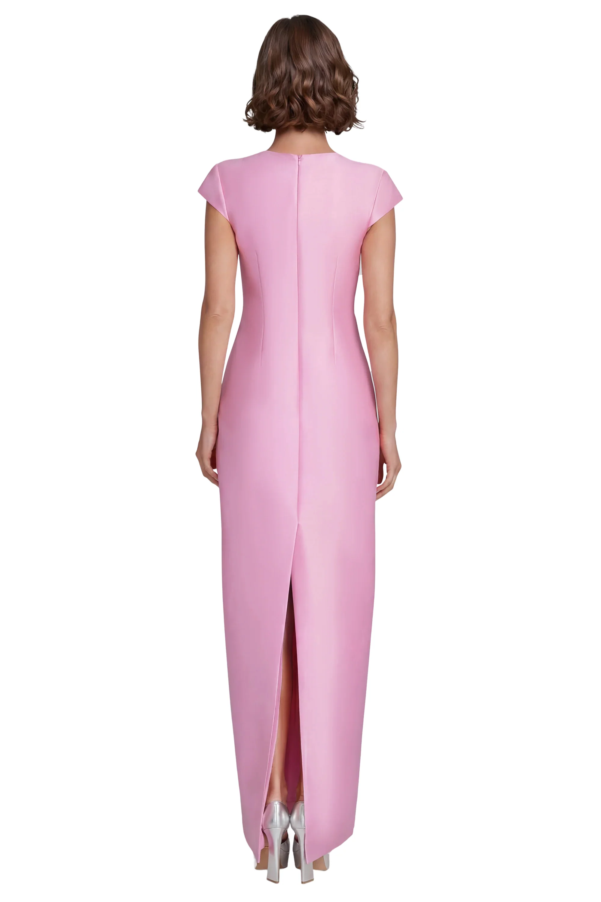 Cap Sleeve V-Neck Column Gown - Image 3