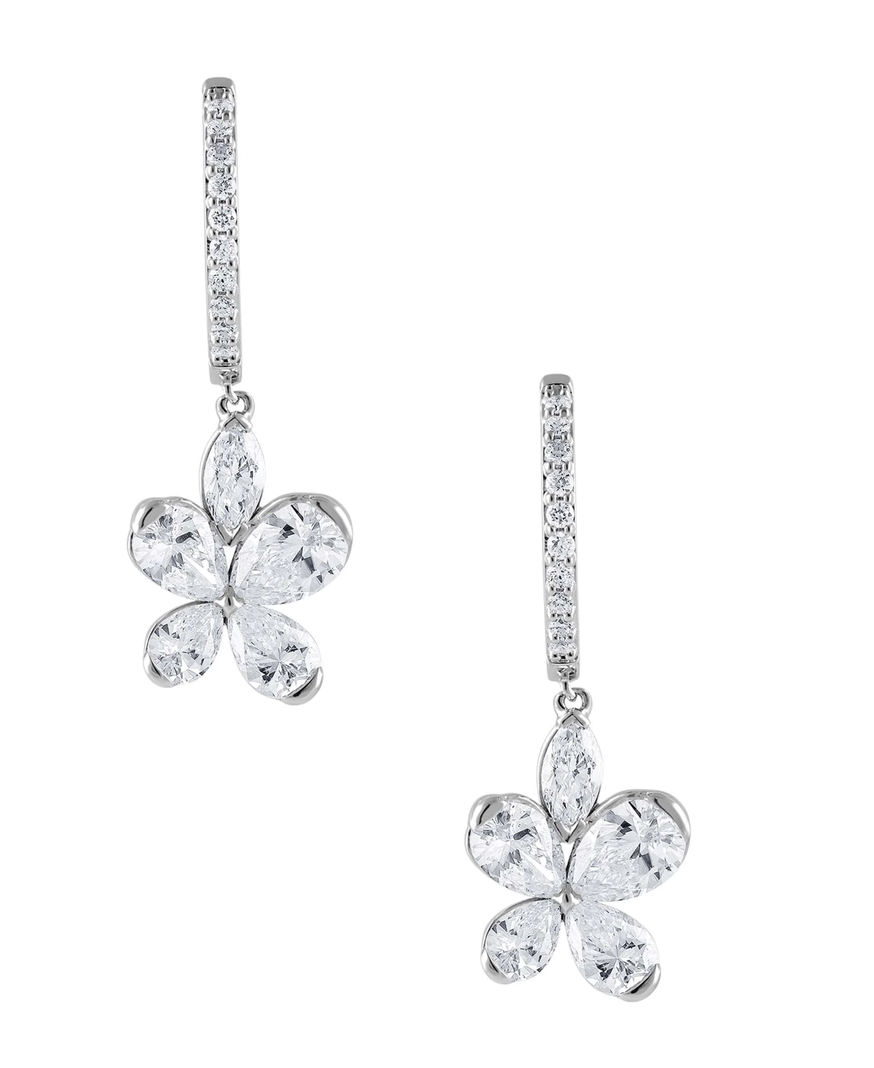 Diamond Butterfly Drop Hoop Earrings - Image 10
