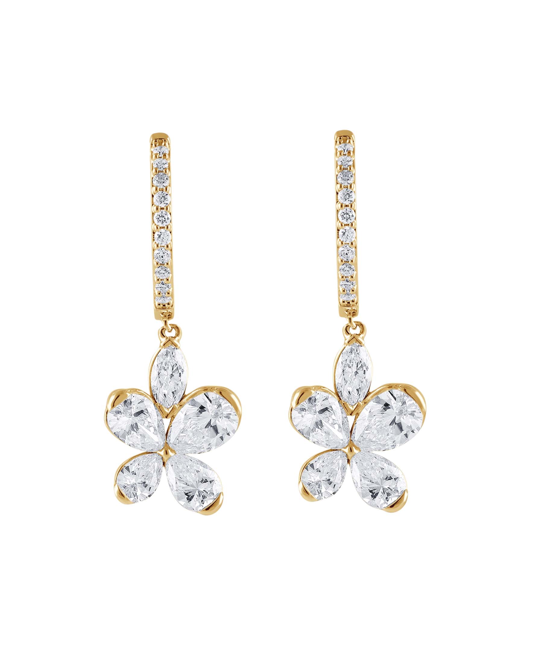 Diamond Butterfly Drop Hoop Earrings - Image 11