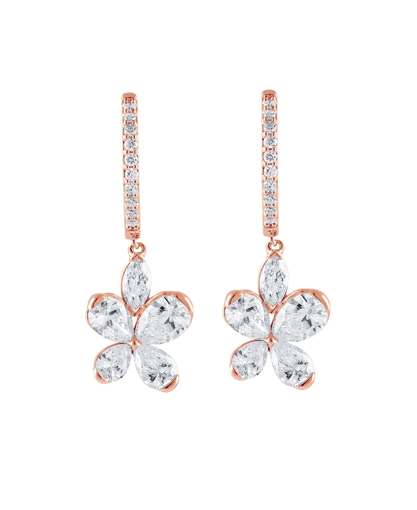 Diamond Butterfly Drop Hoop Earrings - Image 12