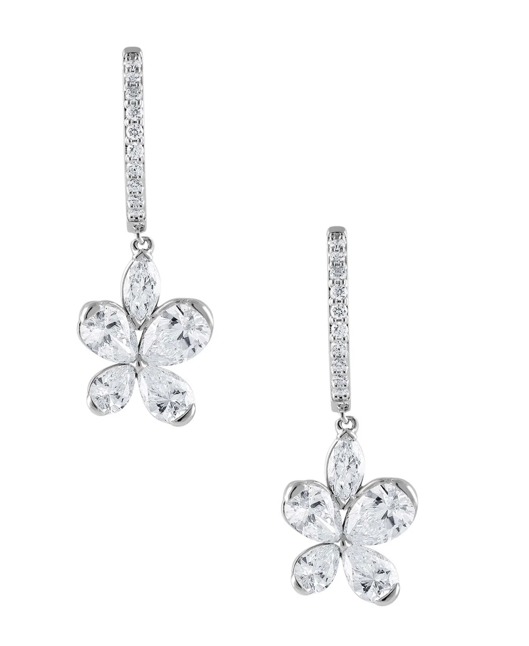 Diamond Butterfly Drop Hoop Earrings - Image 4