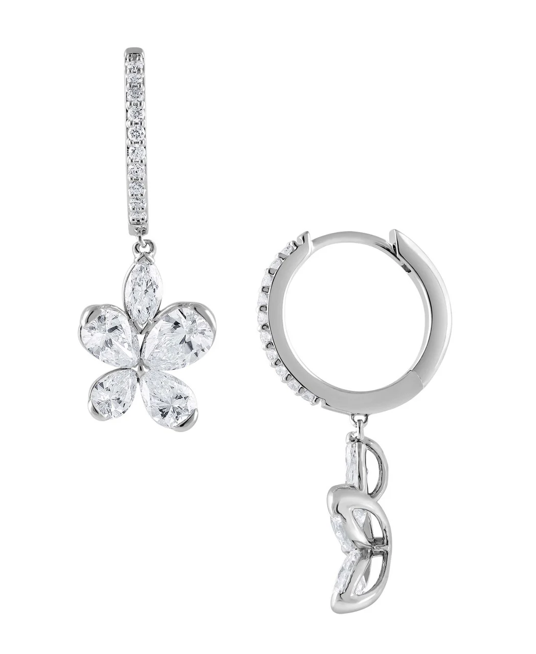 Diamond Butterfly Drop Hoop Earrings - Image 6