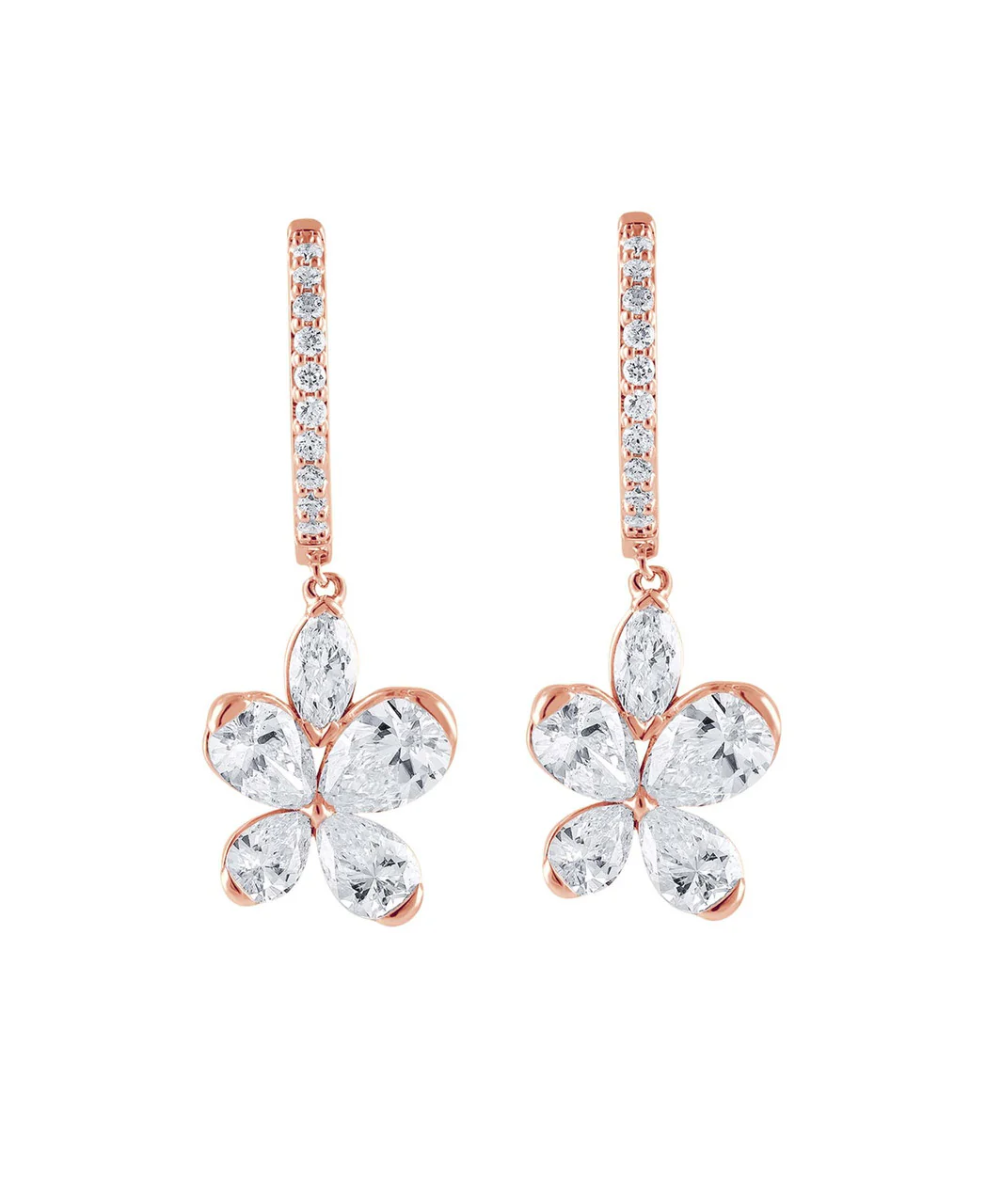 Diamond Butterfly Drop Hoop Earrings - Image 7