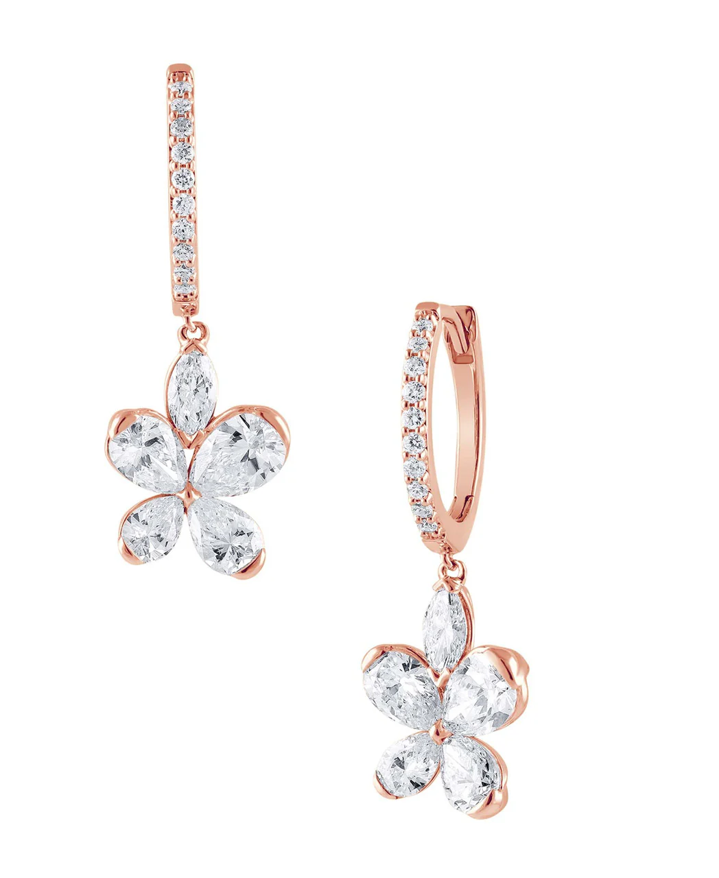 Diamond Butterfly Drop Hoop Earrings - Image 8