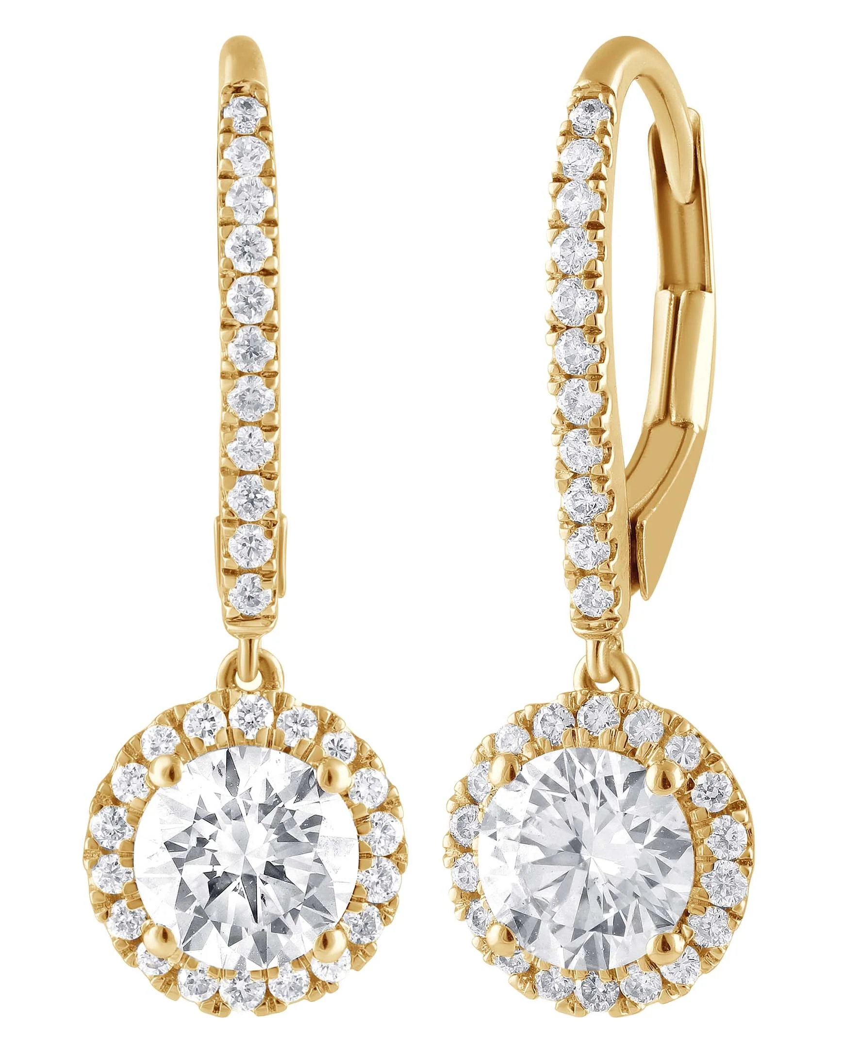 Diamond Halo Drop Earrings - Image 11