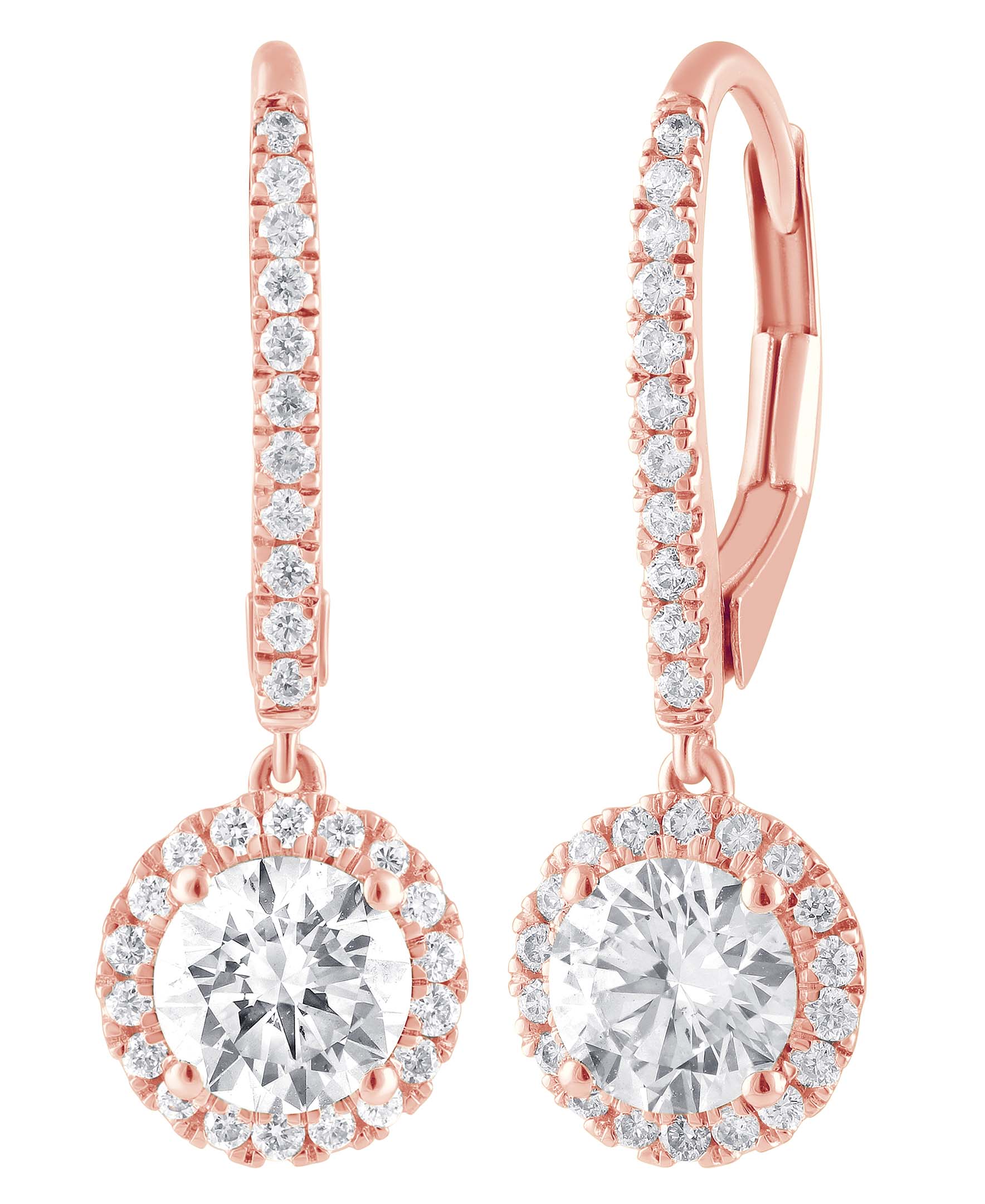 Diamond Halo Drop Earrings - Image 12