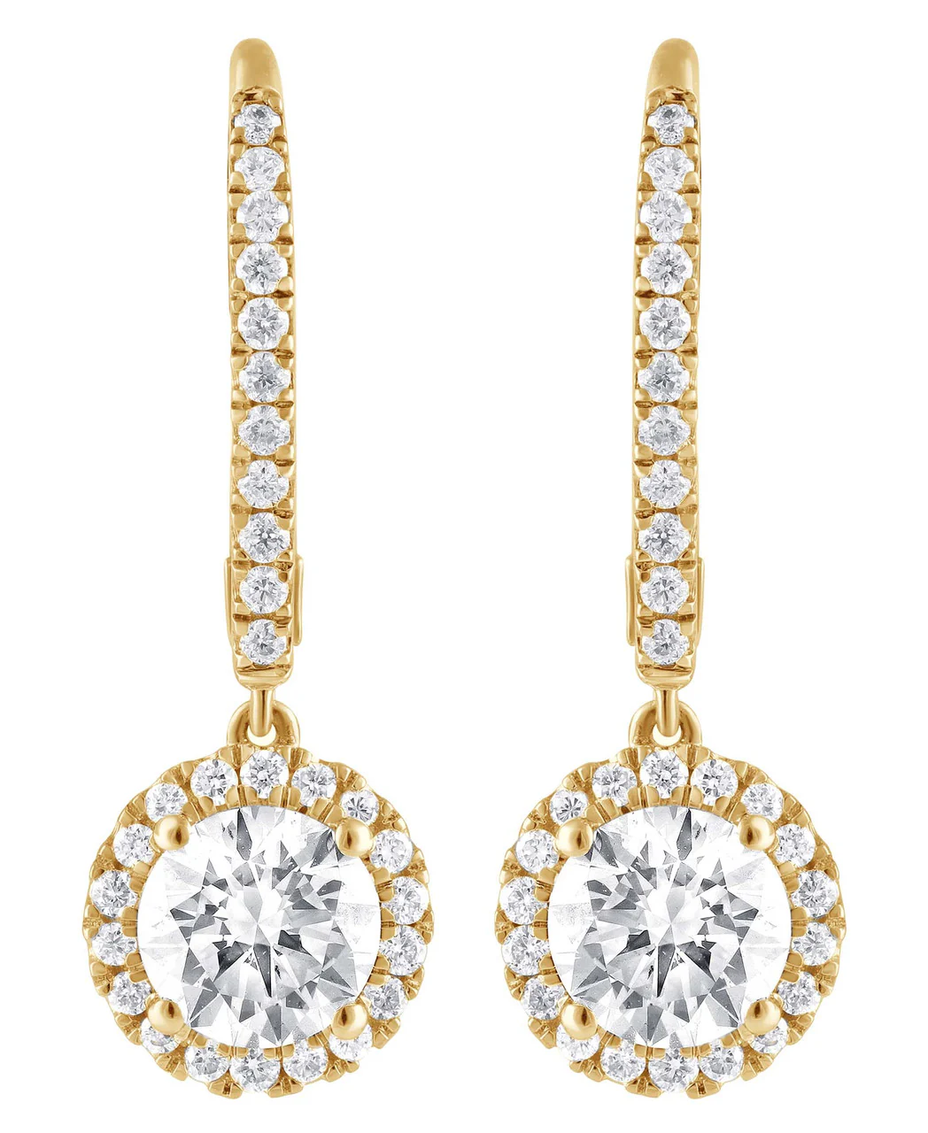 Diamond Halo Drop Earrings - Image 7
