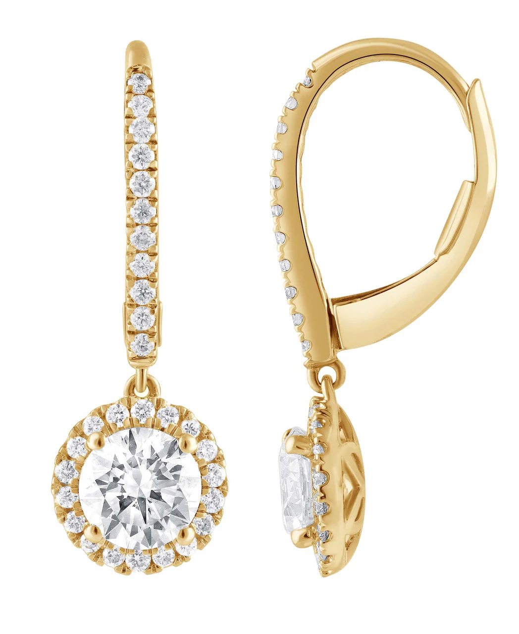 Diamond Halo Drop Earrings - Image 9