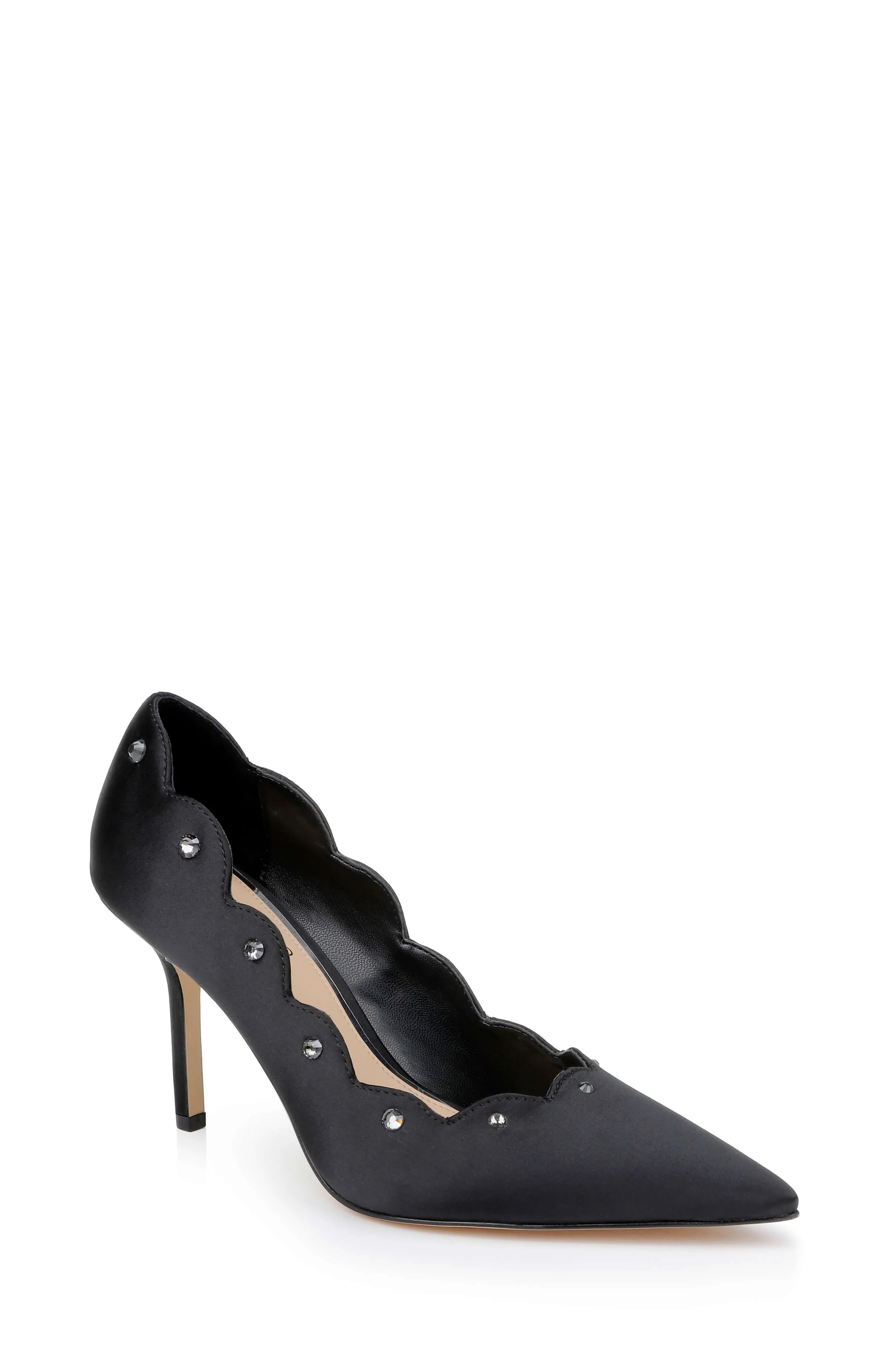 Eleni Satin Pointed Toe Scallop Pumps - Image 36