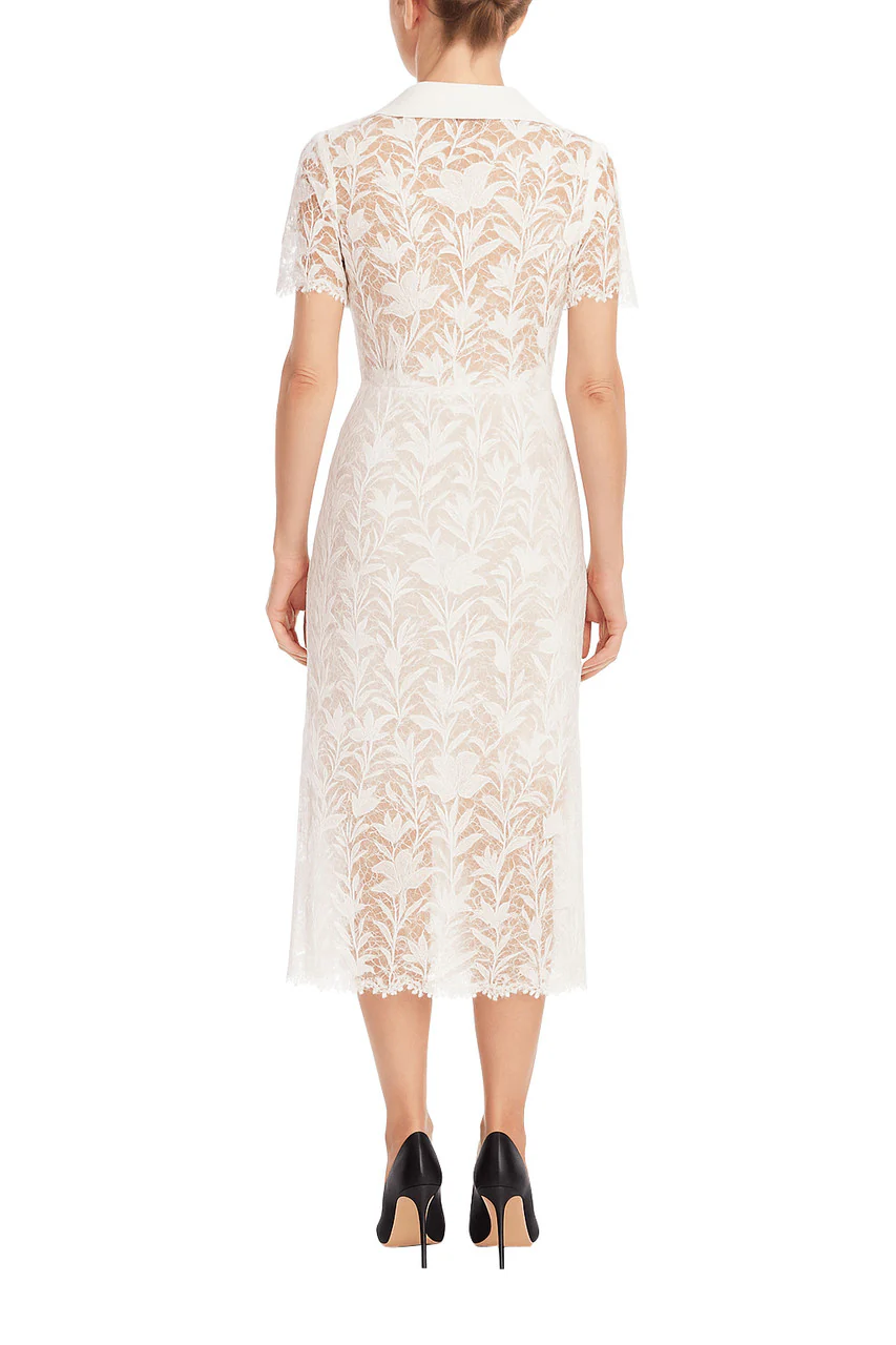 Embroidered Lace Shirt Dress with Sash - Image 6