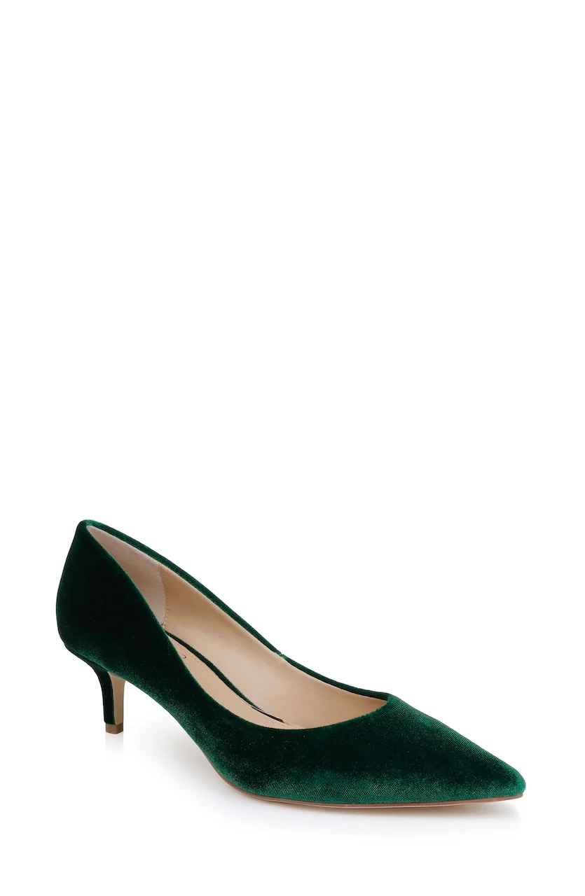 Enola Velvet Kitten Heel Pumps - Image 79