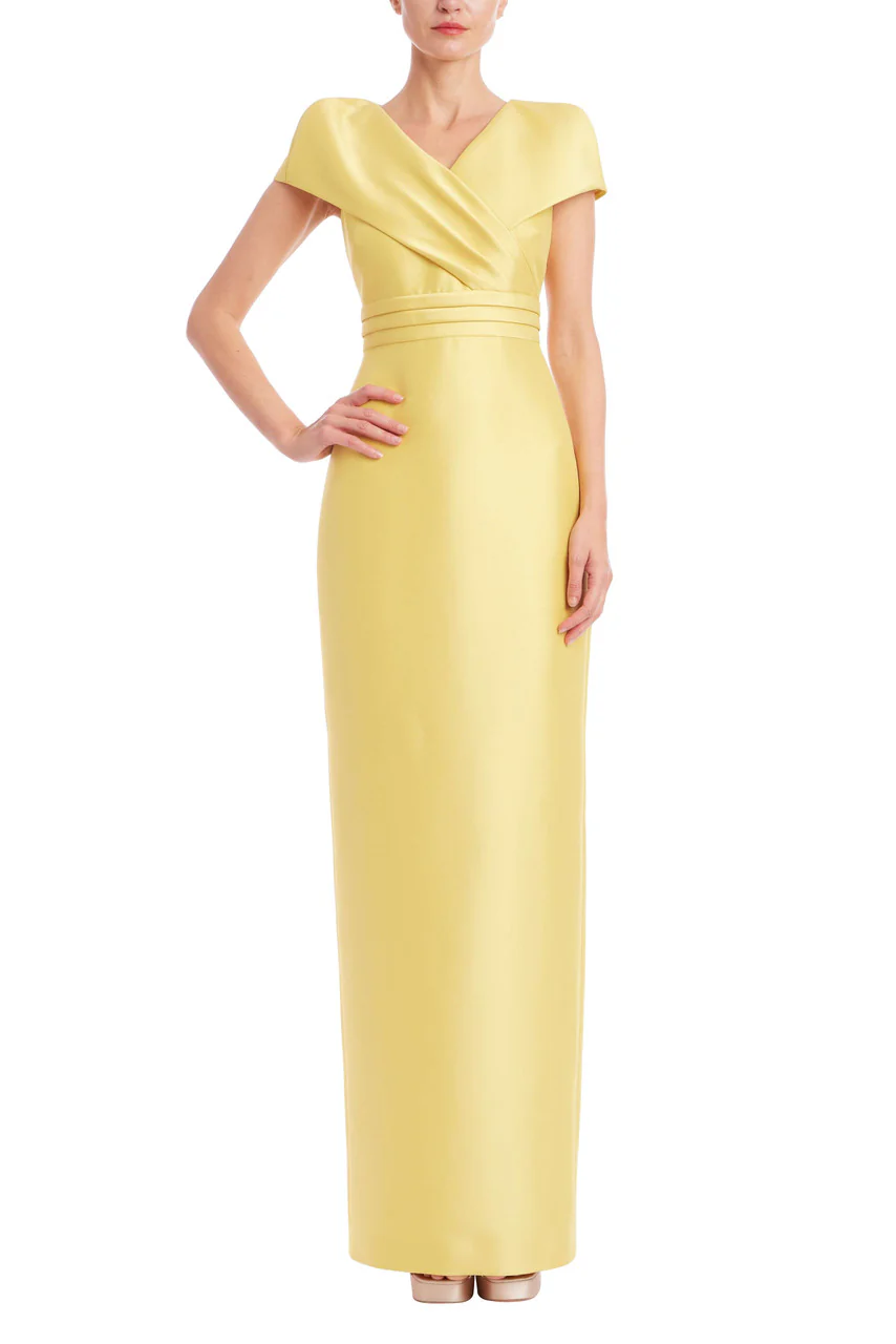 Faux Wrap Mikado Column Gown