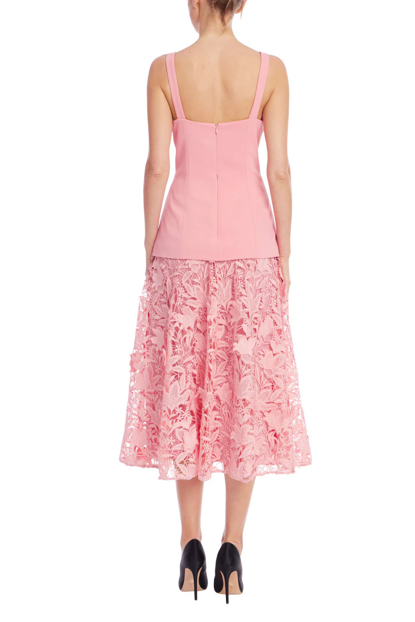 Fitted Bodice and Textured Lace Skirt Cocktail Dress - Image 6