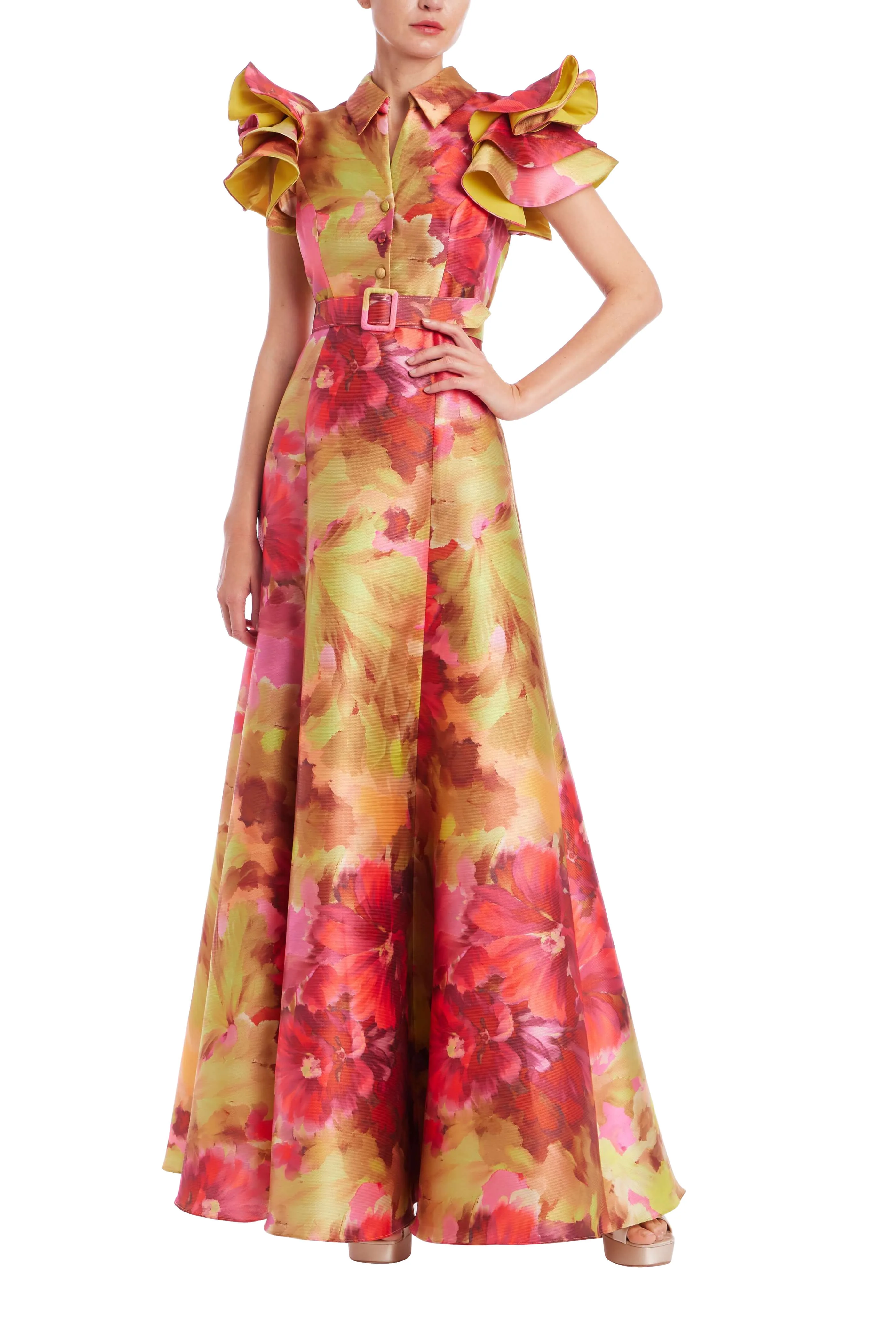 Floral Printed Short Sleeve Shirt Gown - Image 9