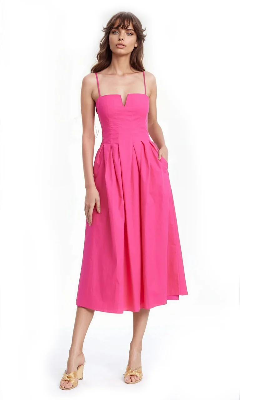 Hallie Pleated Cotton Poplin Midi Dress - Image 33
