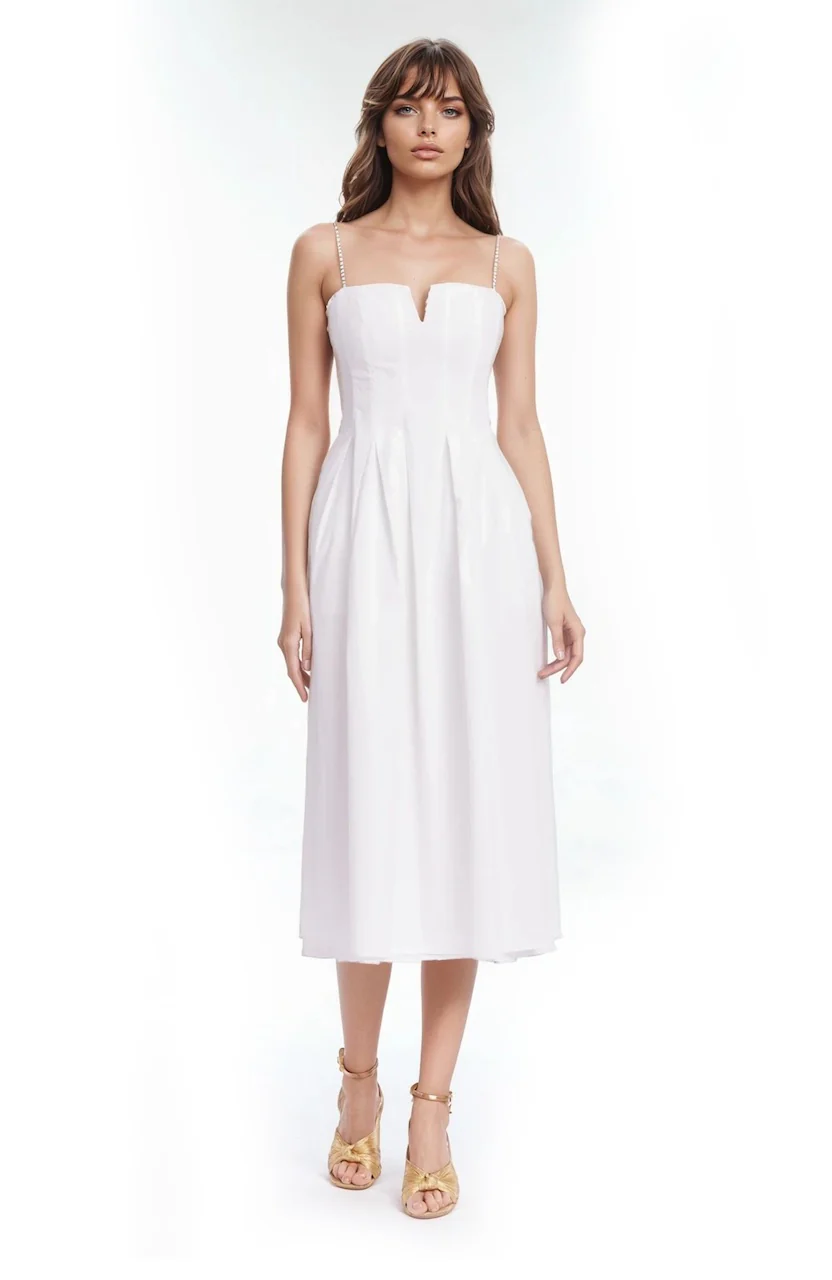Hallie Pleated Cotton Poplin Midi Dress - Image 46