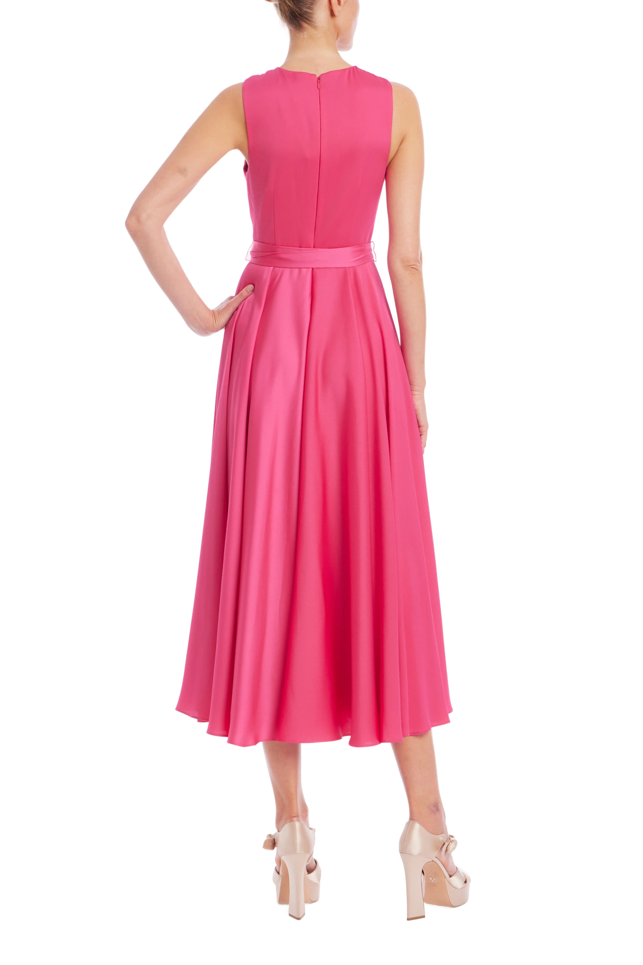 Halter Neck Satin Midi Dress - Image 3