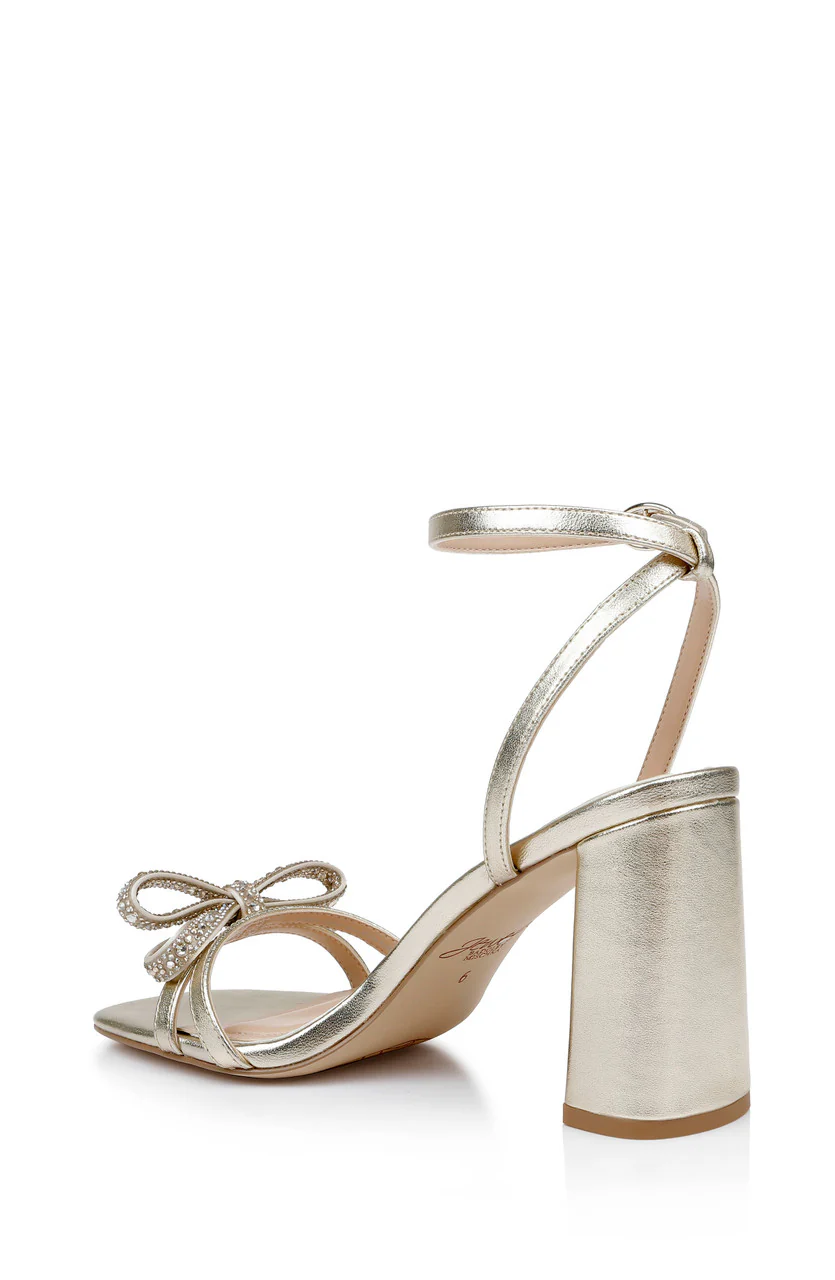 Hillary Block Heel Sandal with Rhinestone Bow - Image 13