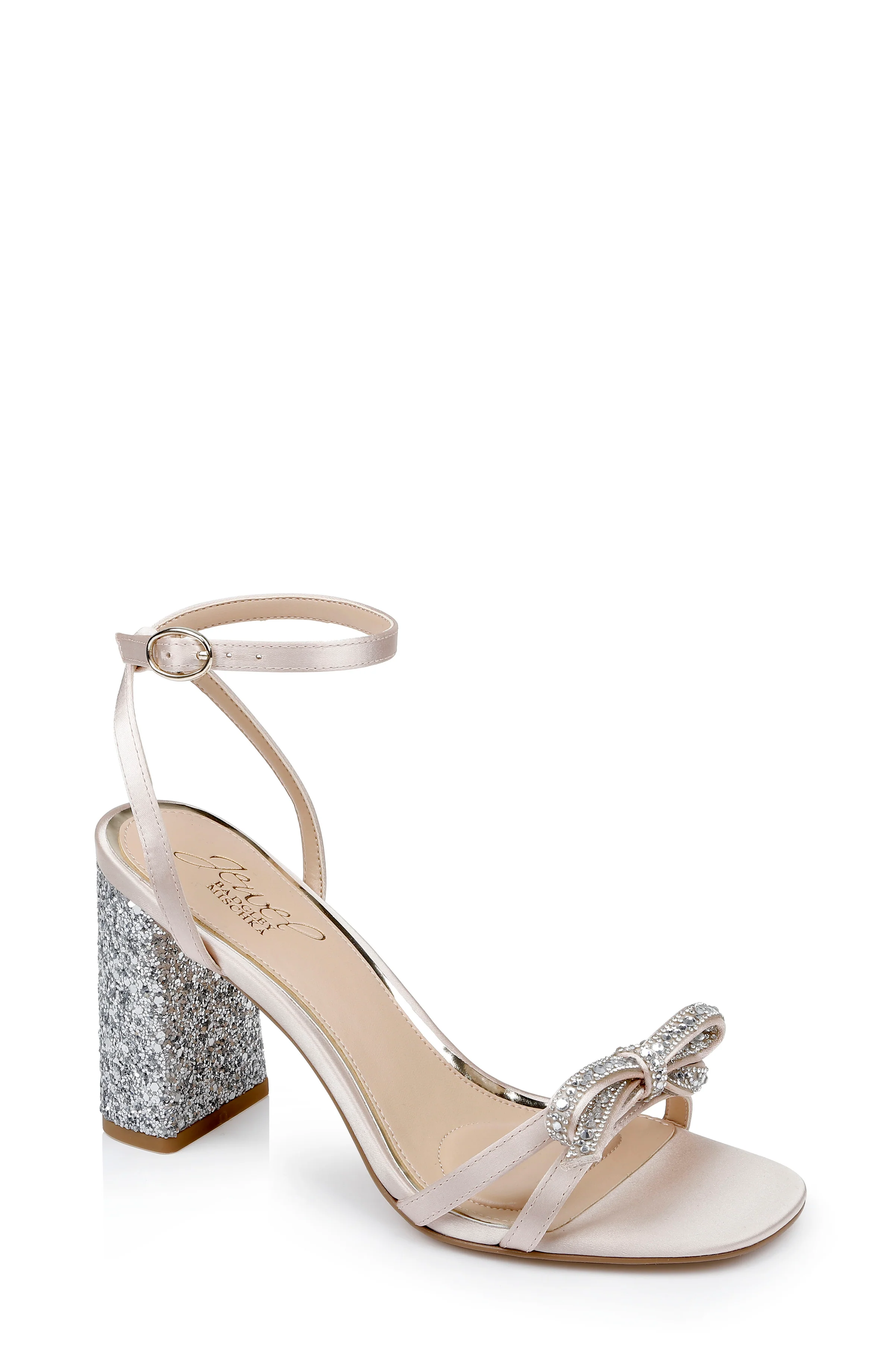 Hillary Block Heel Sandal with Rhinestone Bow - Image 32