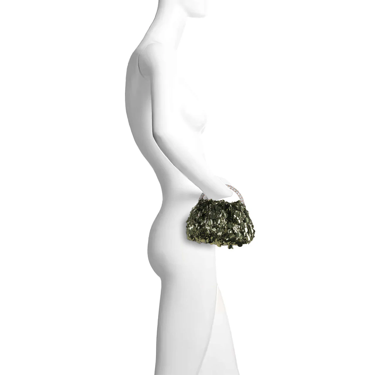 Holly Crystal Handle Sequin Pouch Clutch - Image 10