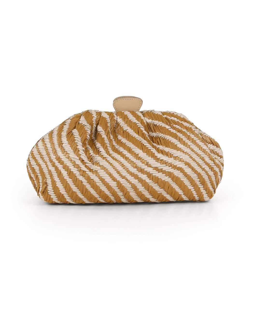 Indigo Jacquard Raffia Pouch Clutch - Image 3