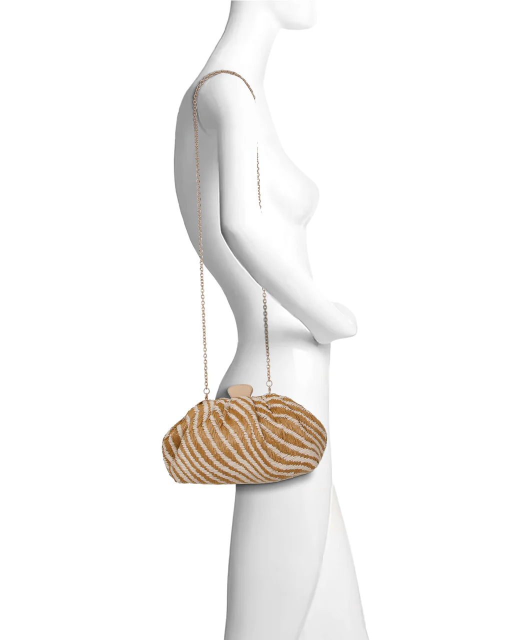 Indigo Jacquard Raffia Pouch Clutch - Image 5