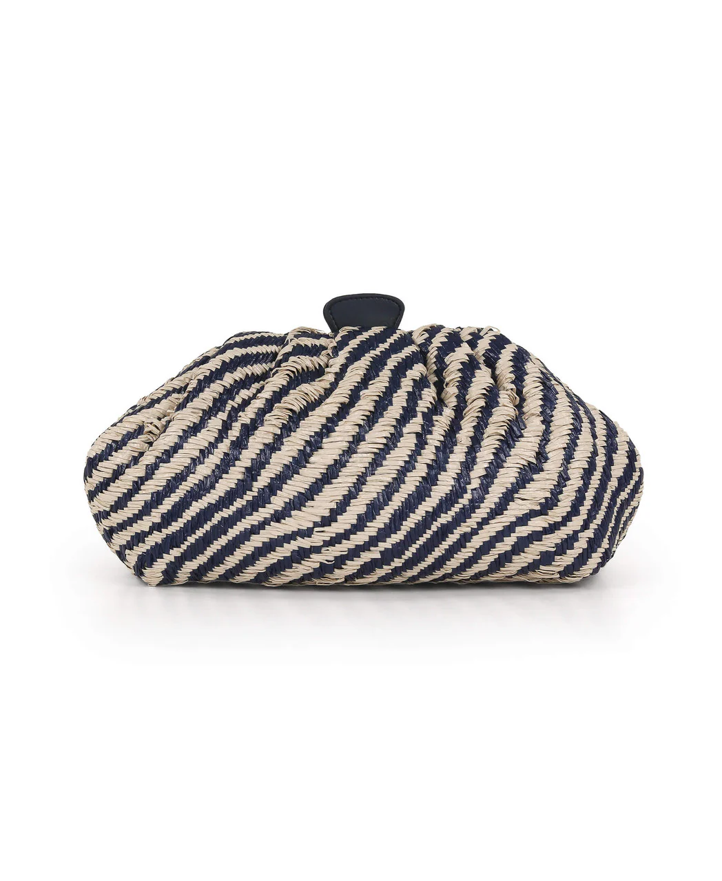 Indigo Jacquard Raffia Pouch Clutch - Image 6