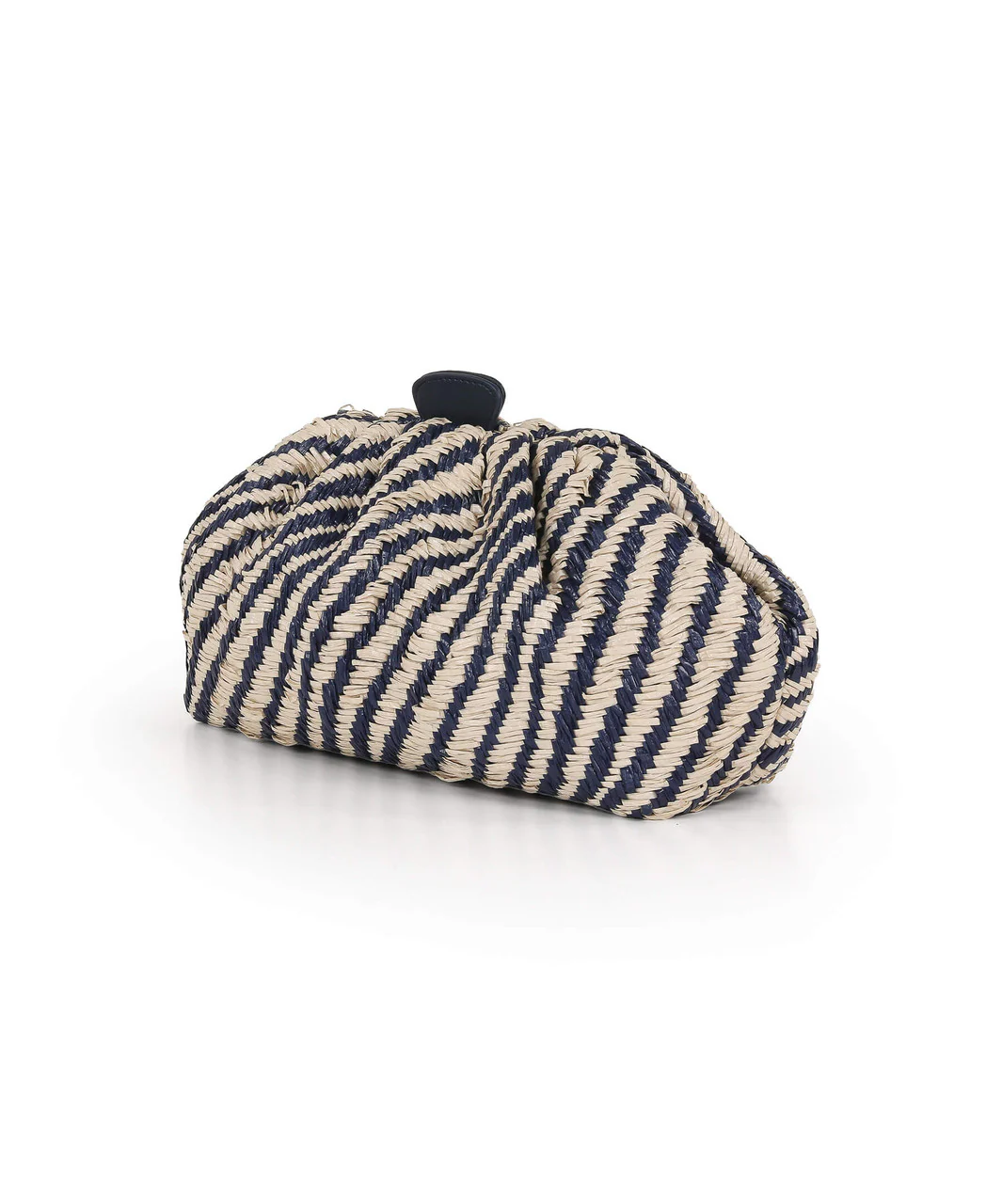 Indigo Jacquard Raffia Pouch Clutch - Image 7