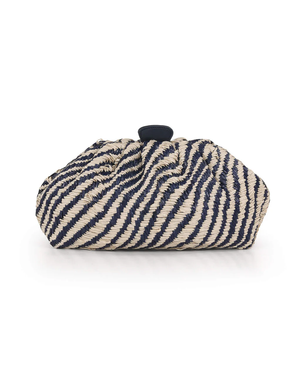 Indigo Jacquard Raffia Pouch Clutch - Image 8