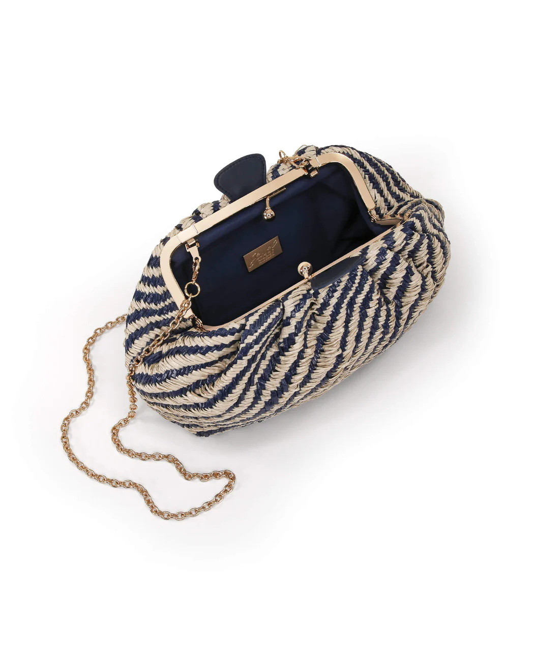 Indigo Jacquard Raffia Pouch Clutch - Image 9