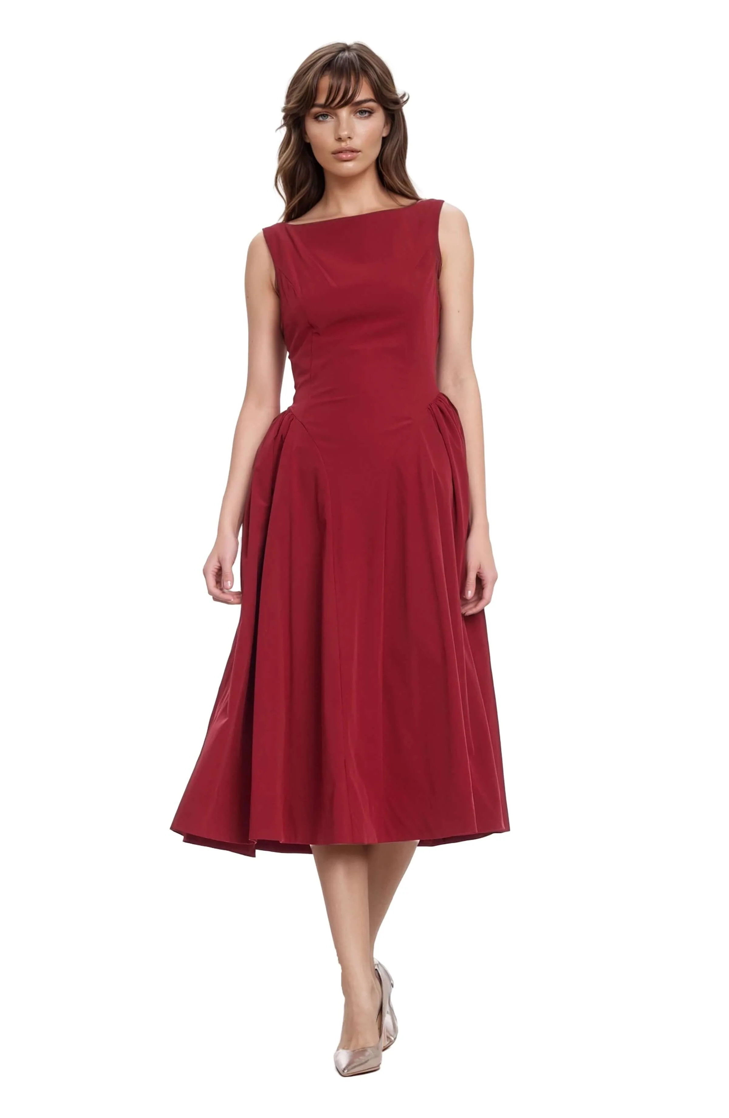 Kirsten Sleeveless Boatneck A-Line Midi Dress - Image 11