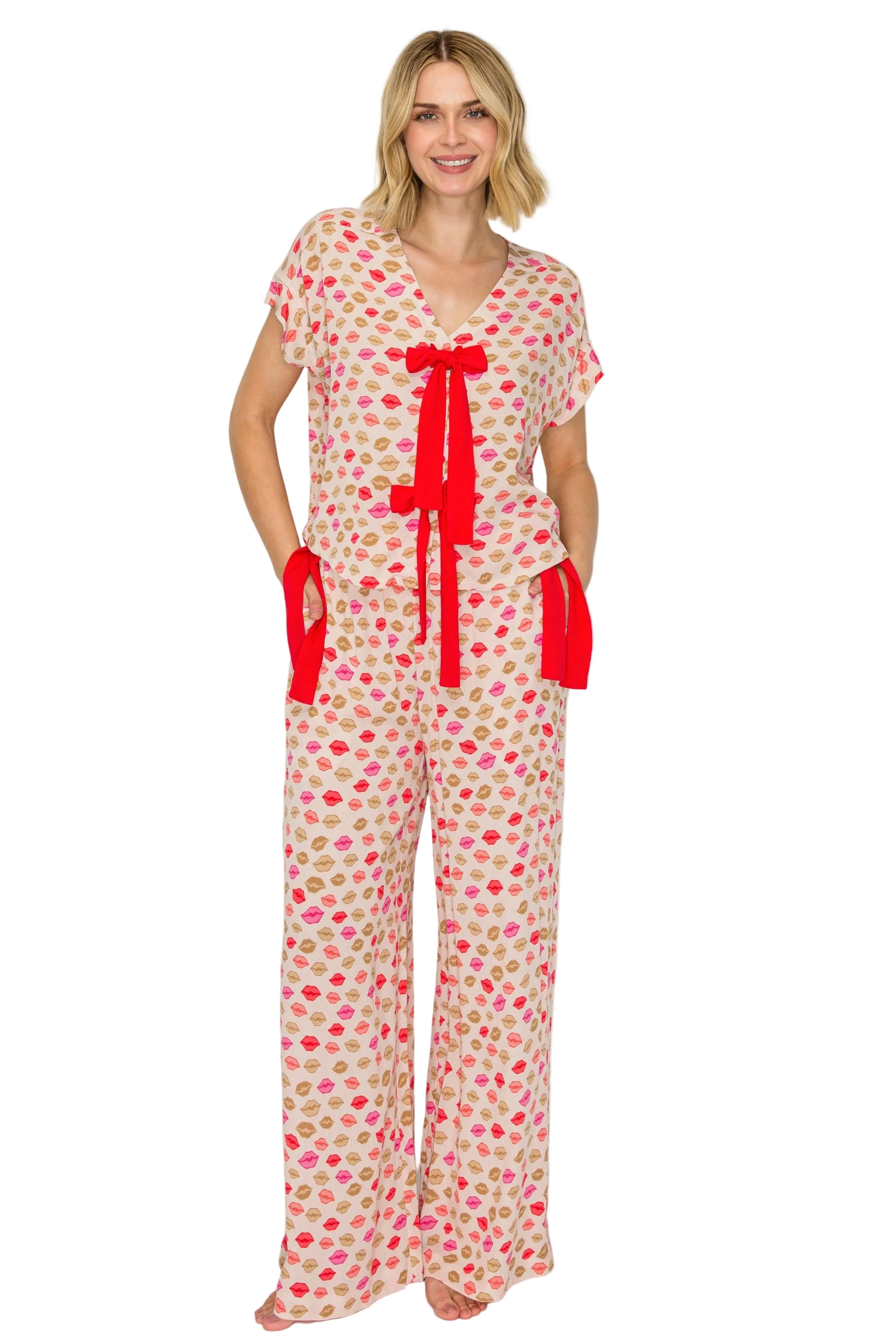 Luxe Crinkle Jersey Wide Leg Pajama Set - Image 10