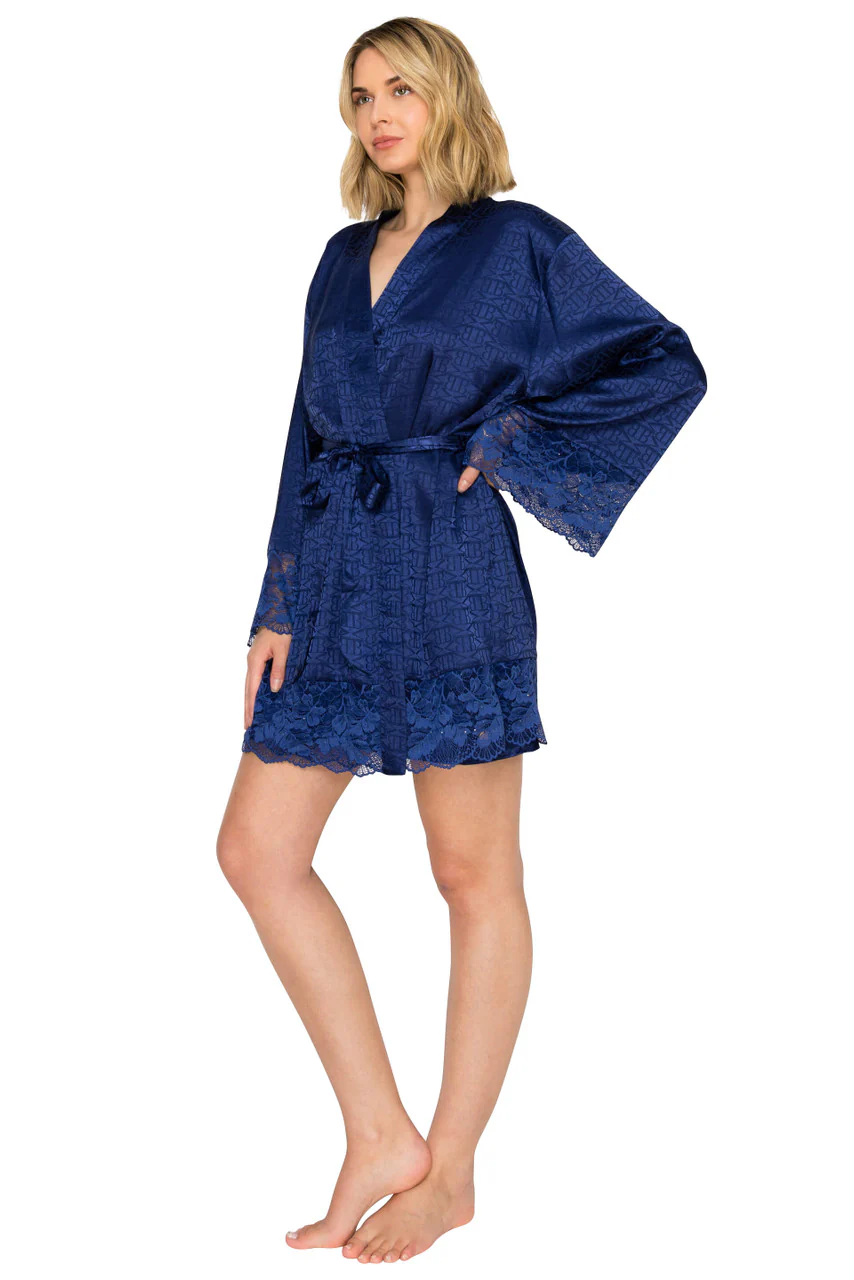 Luxe Monogram Jacquard & Sparkle Lace Wrap Robe - Image 4