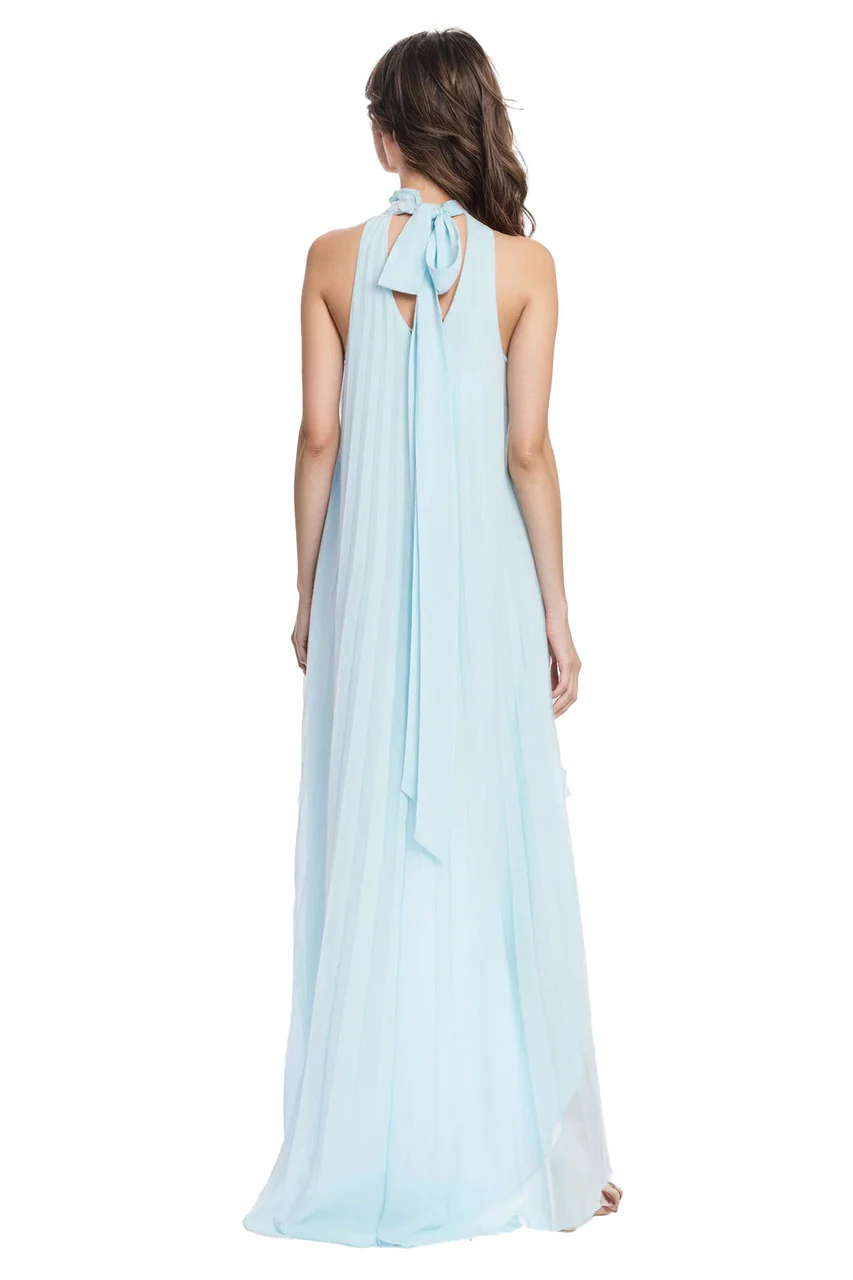 Mia Pleated High Neck High Low Maxi Dress - Image 3