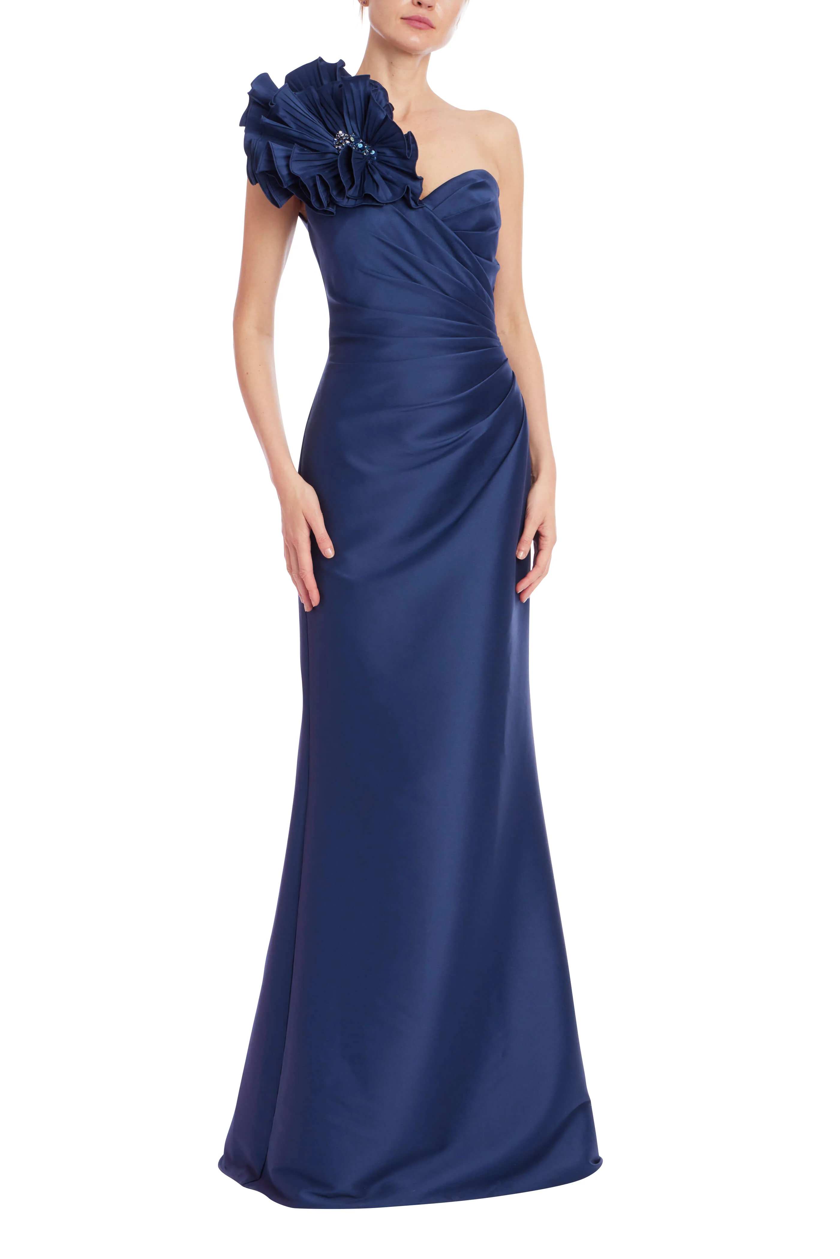 One-Shoulder Draped Bodice Trumpet Gown - Image 6