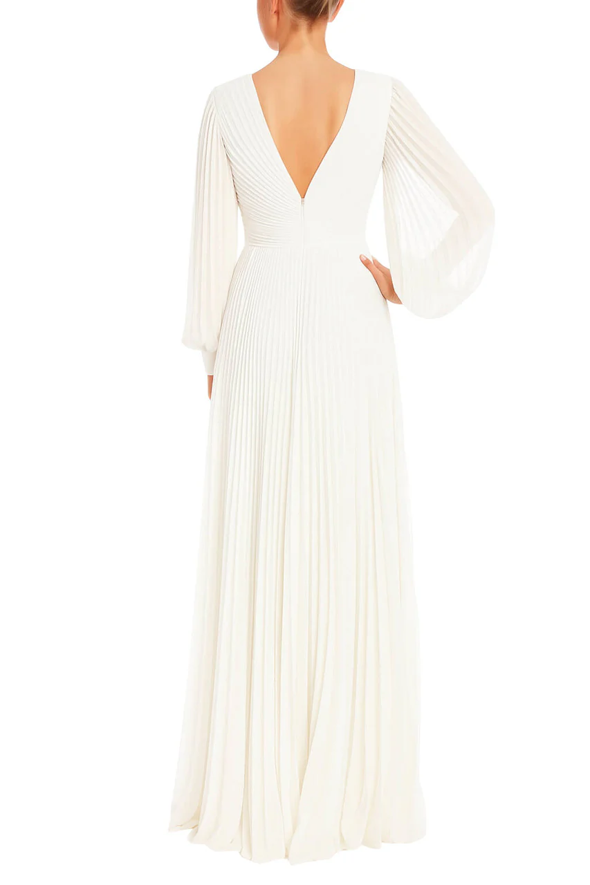 Pleated Georgette Long Sleeve Gown - Image 6