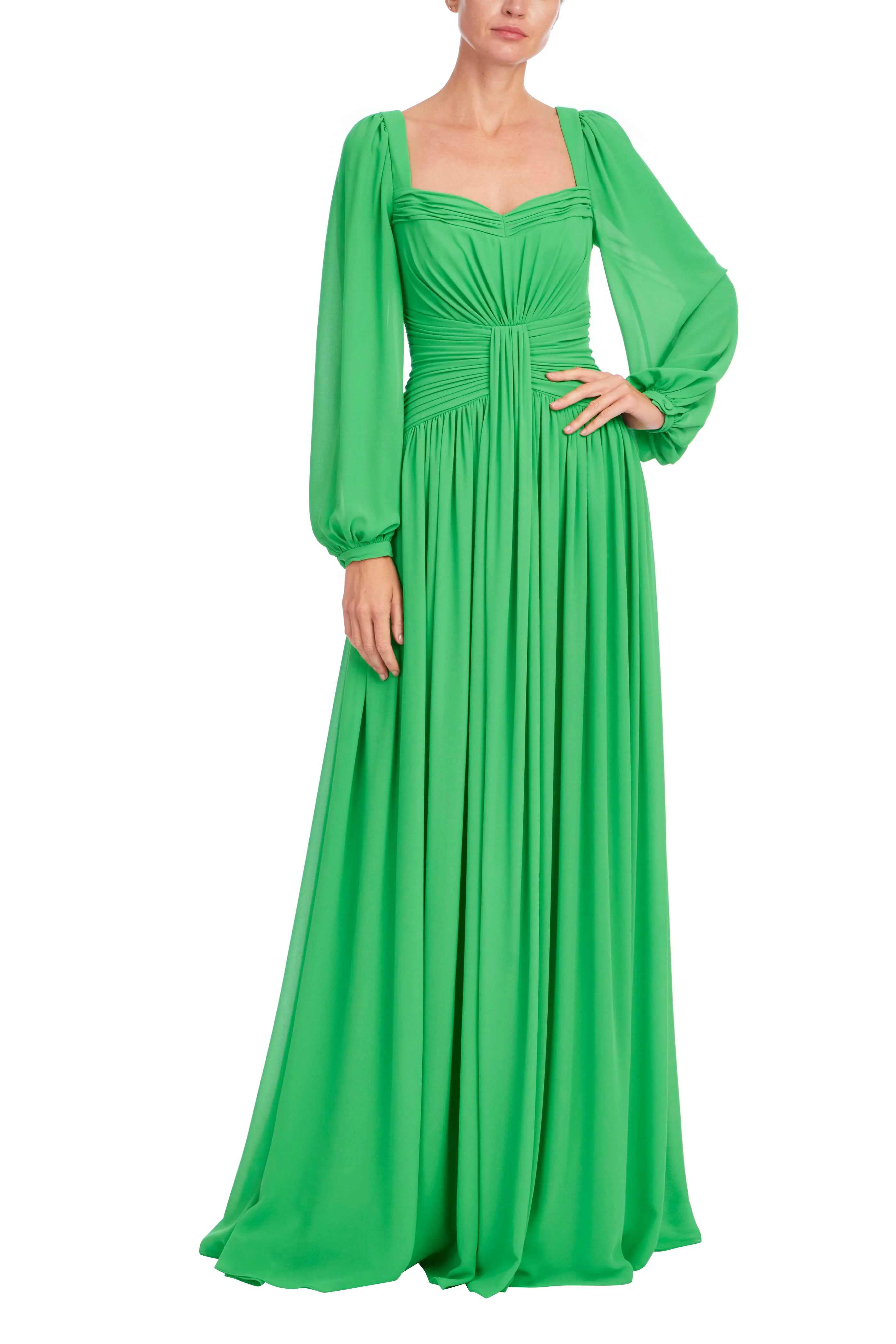 Pleated Sweetheart Bishop Sleeve Gown - Image 10