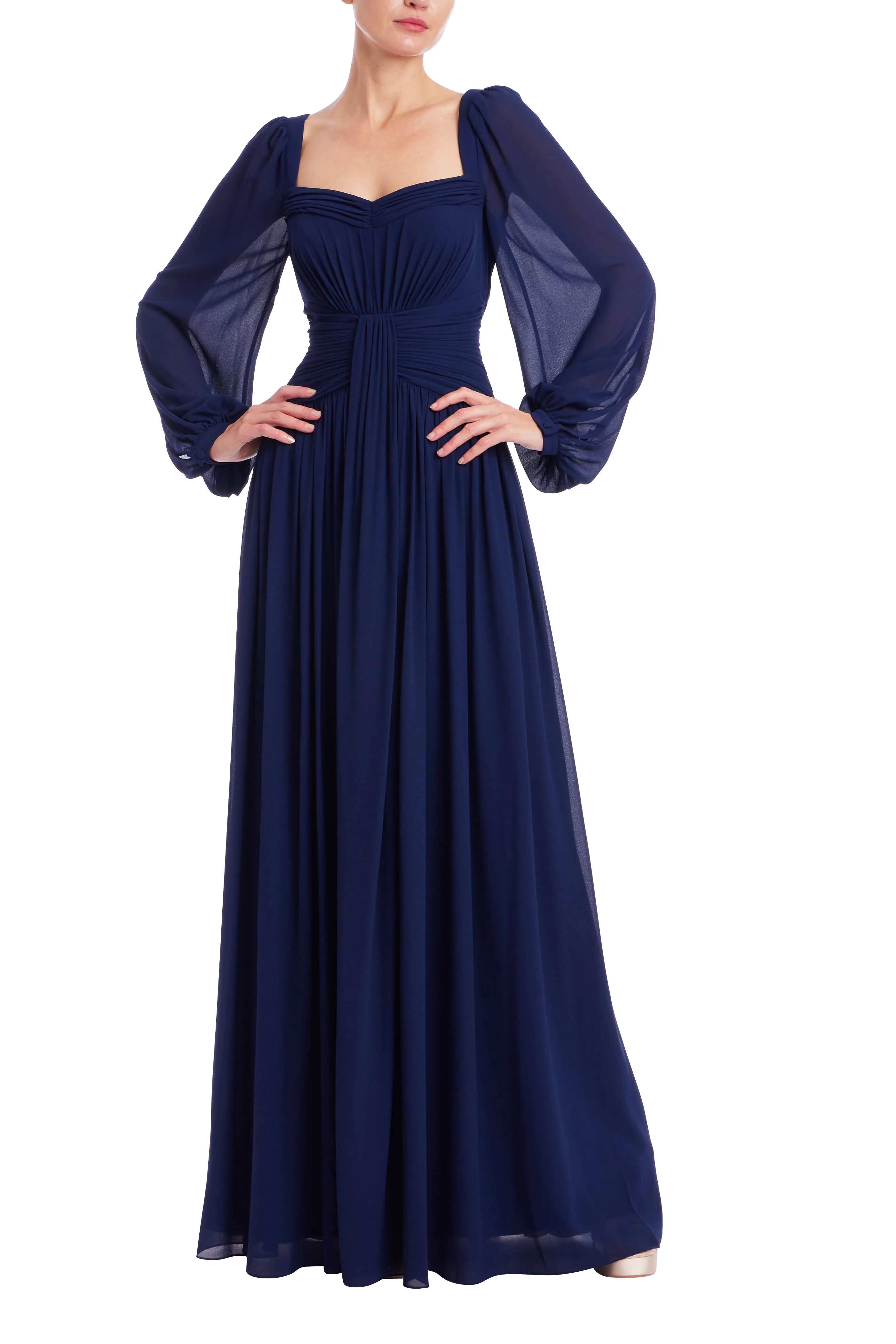 Pleated Sweetheart Bishop Sleeve Gown - Image 19