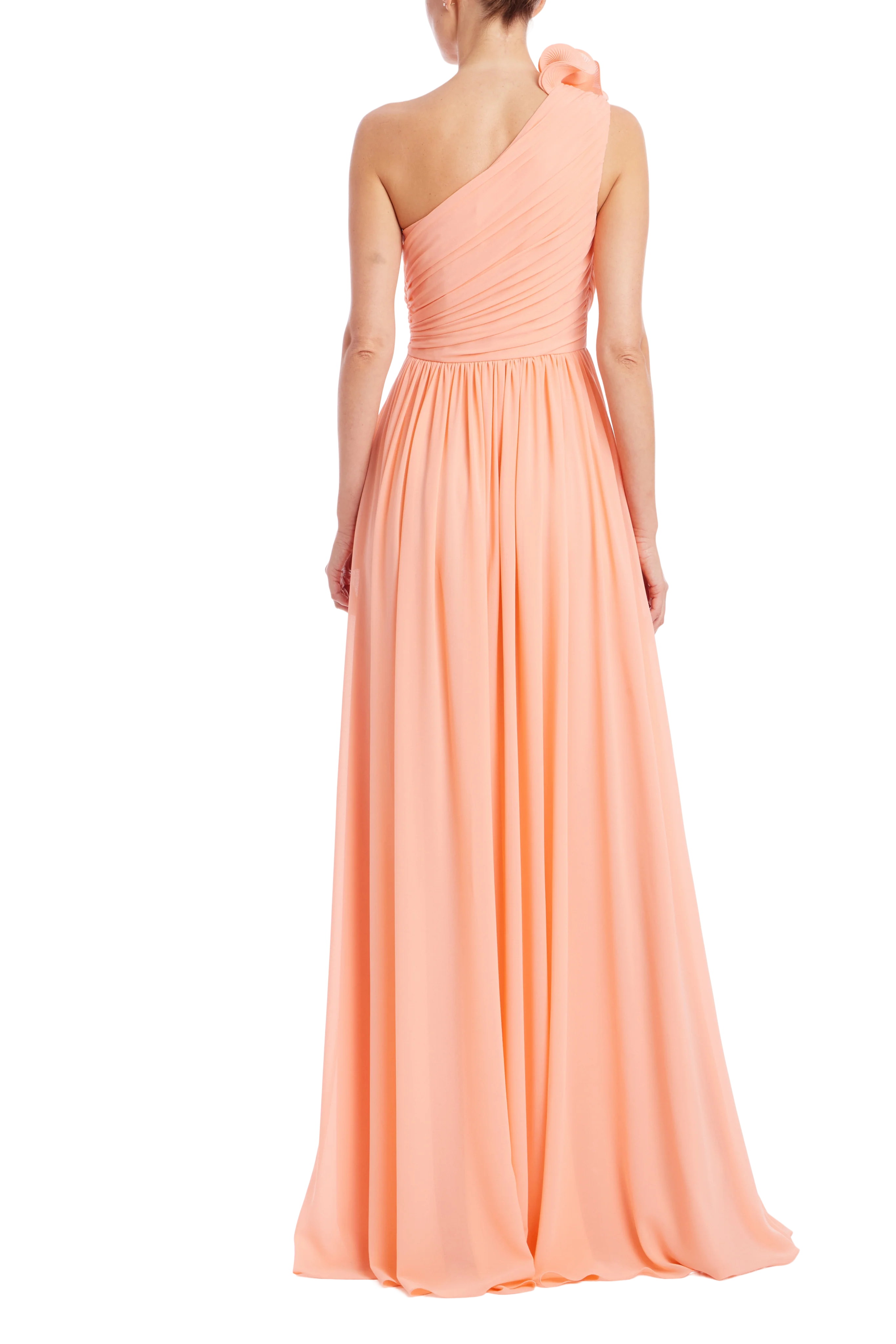 Ruffle One-Shoulder Pleated Evening Gown - Image 3
