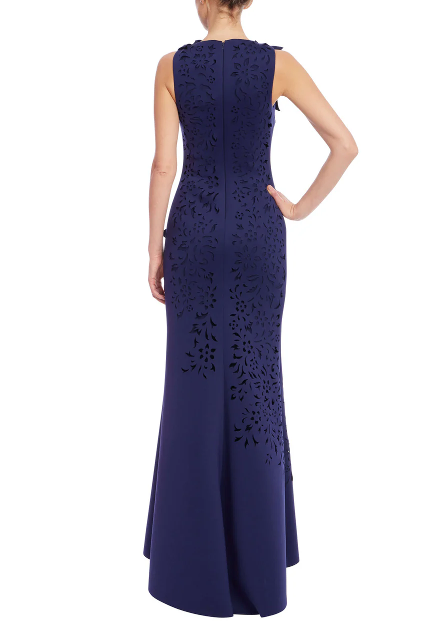 Sleeveless 3D Floral Appliqué Trumpet Gown - Image 3